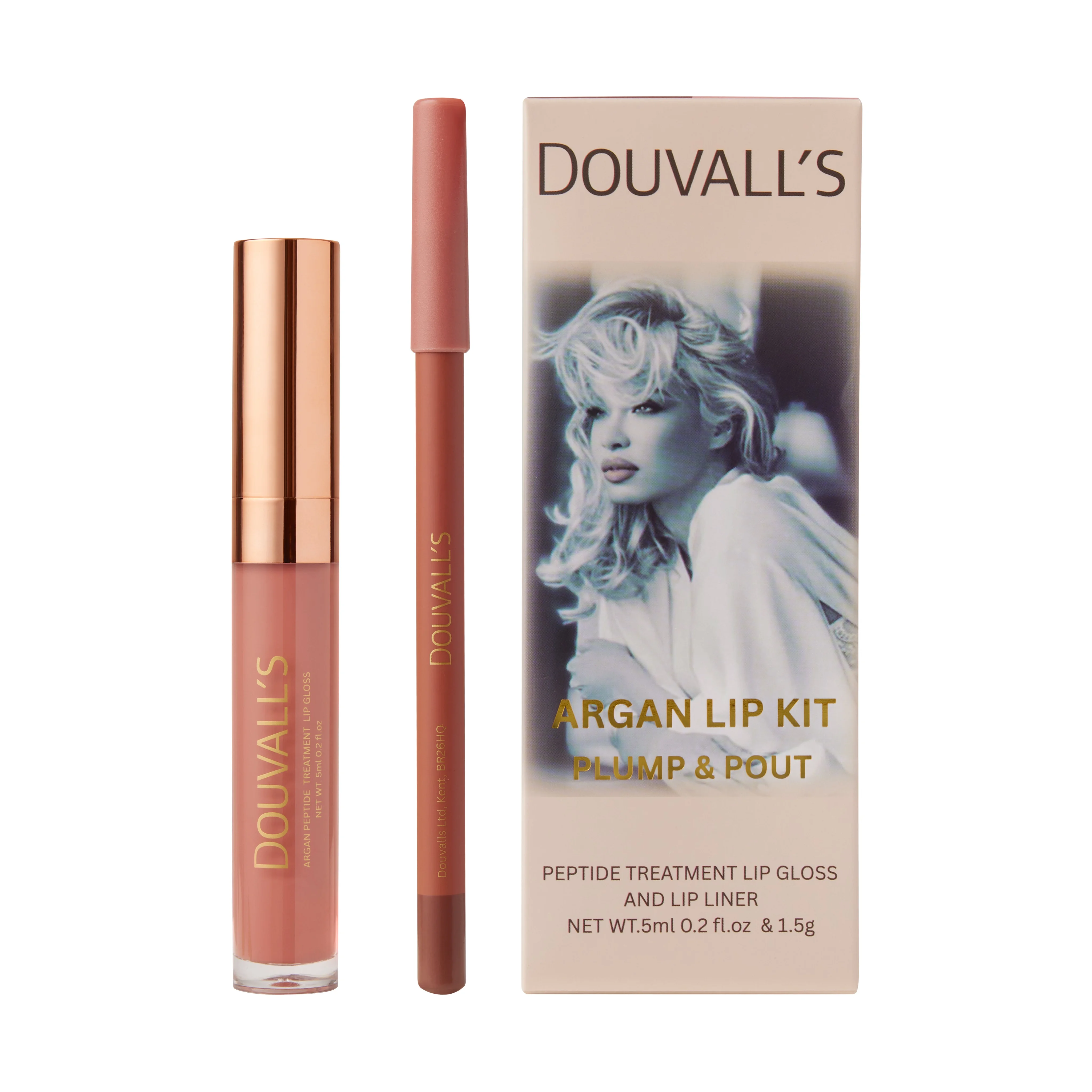 Argan Lip Kit Plump & Pout Peptide Treatment Lip Gloss and Lip Liner – image 1