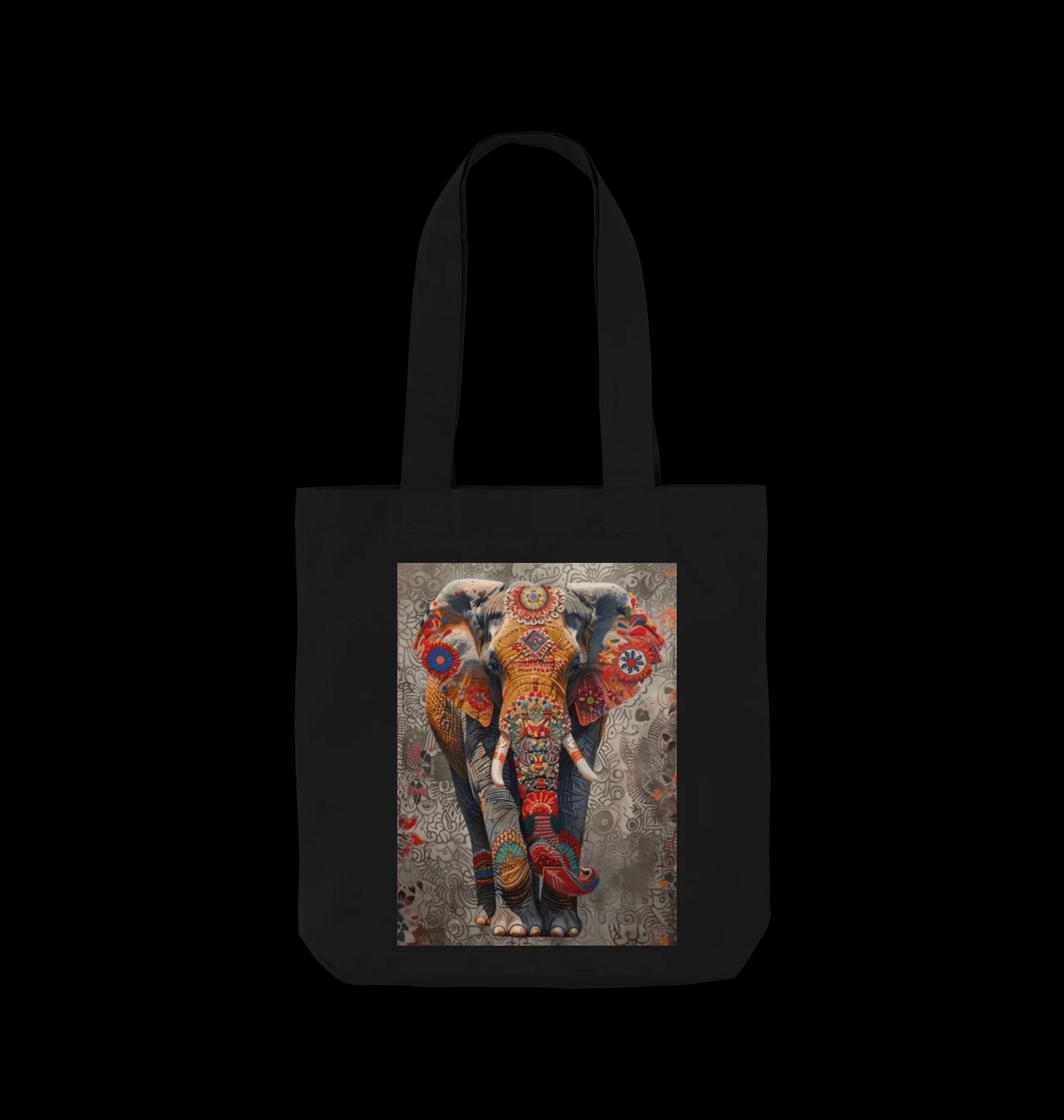 Black Printed Bag Front
