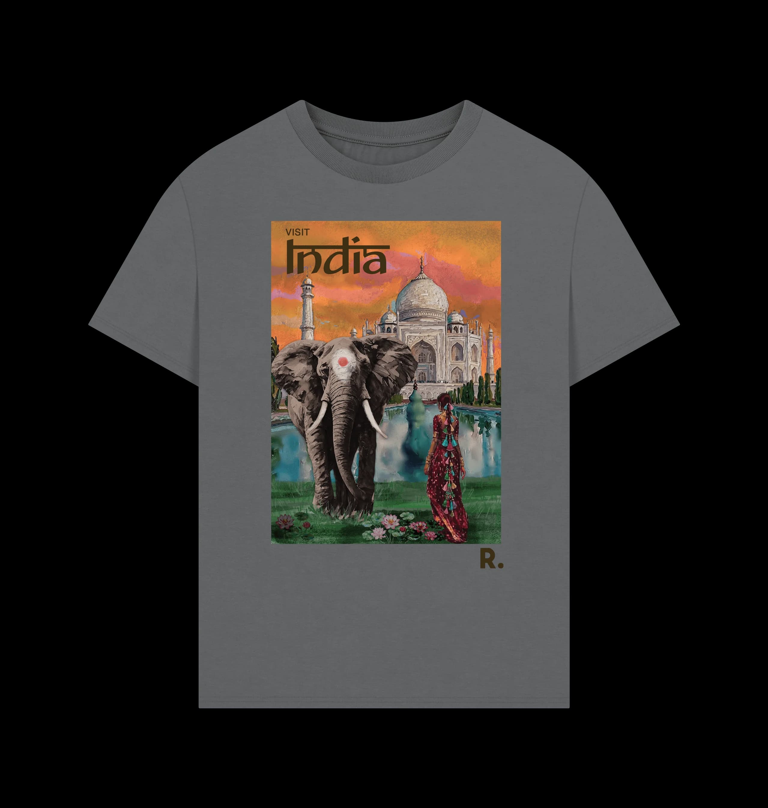 R-TRAVEL INDIA TEE IN SLATE GREY