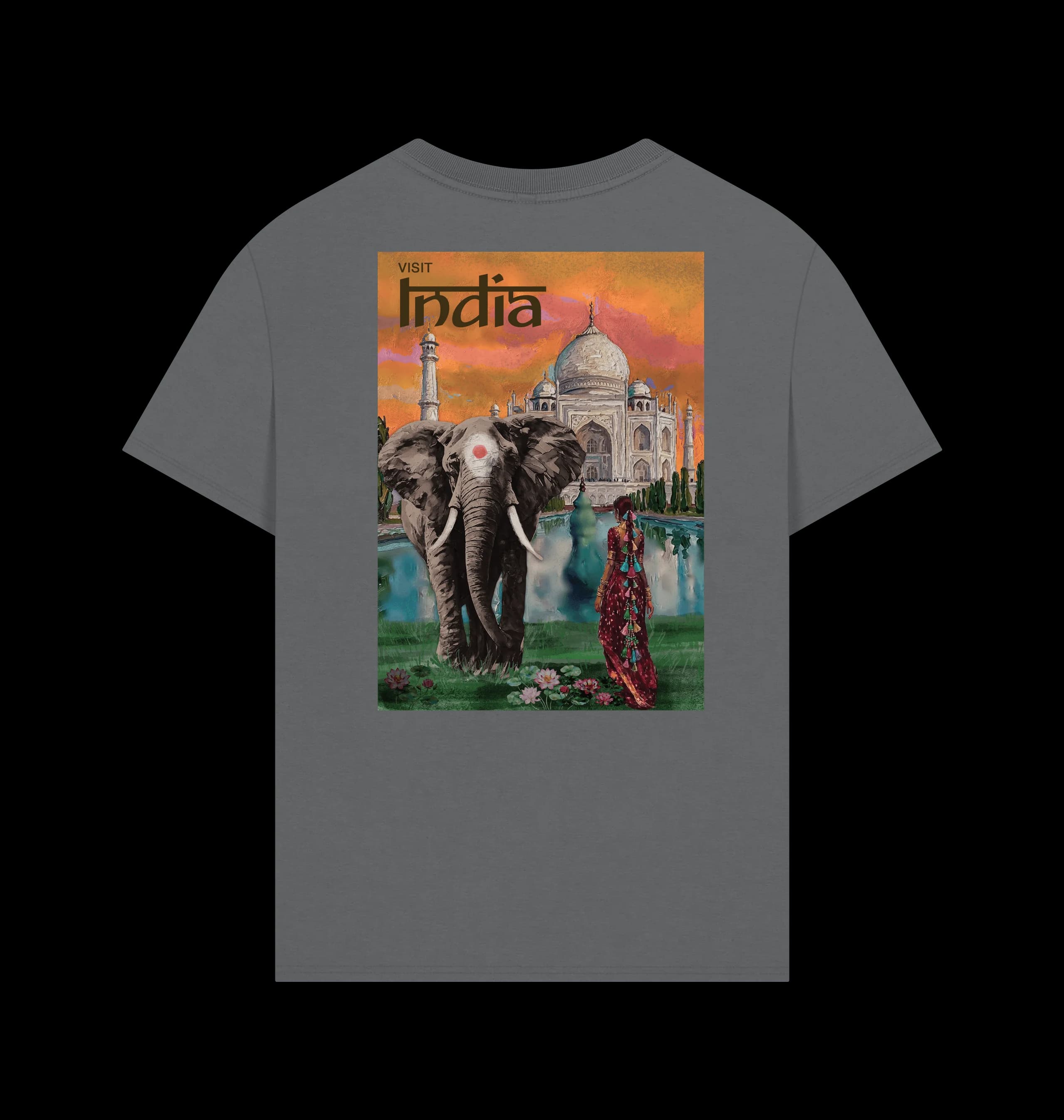 R-TRAVEL INDIA TEE IN SLATE GREY