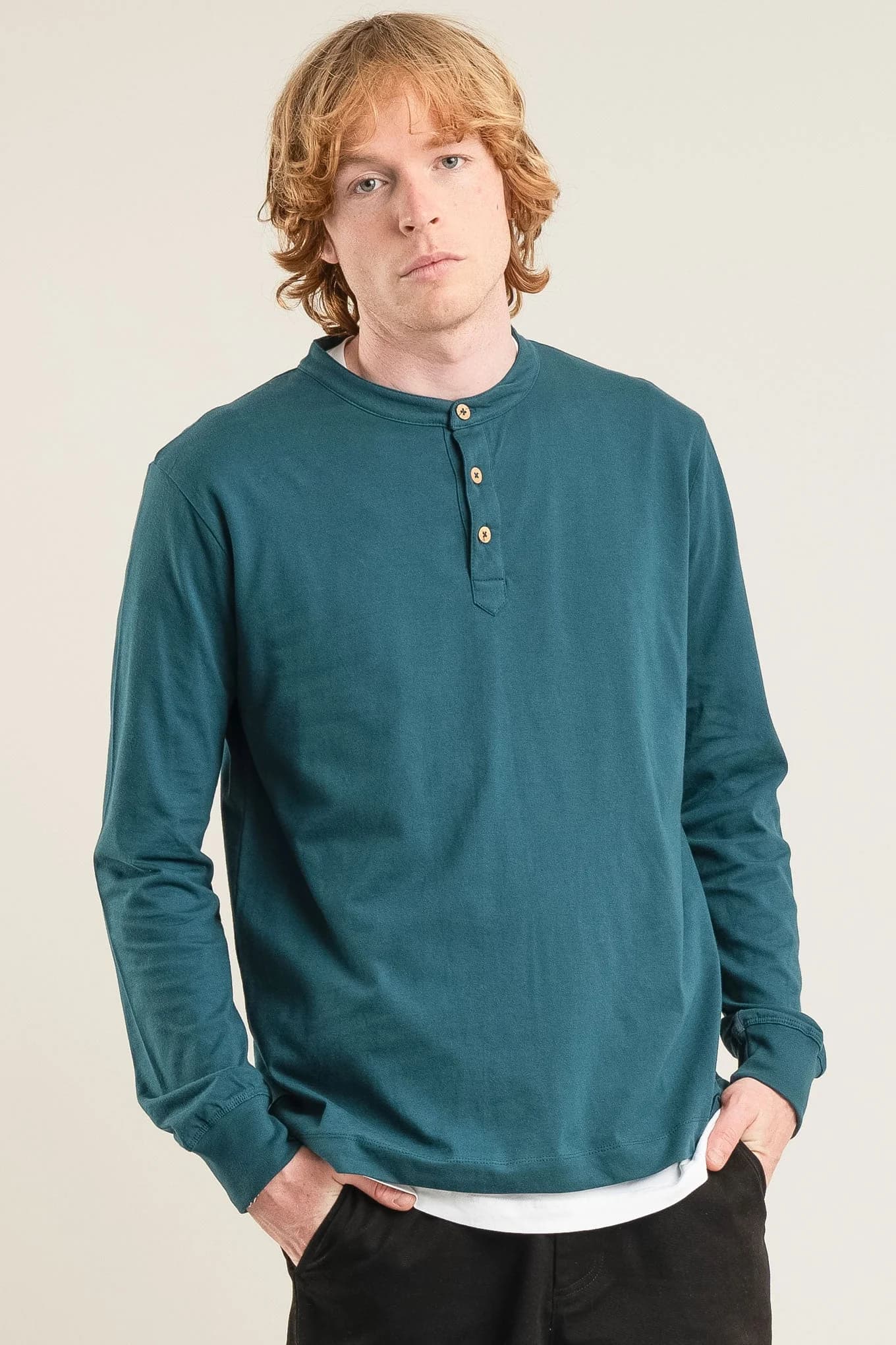 Long Sleeve Organic Cotton Tee in Teal – image 1