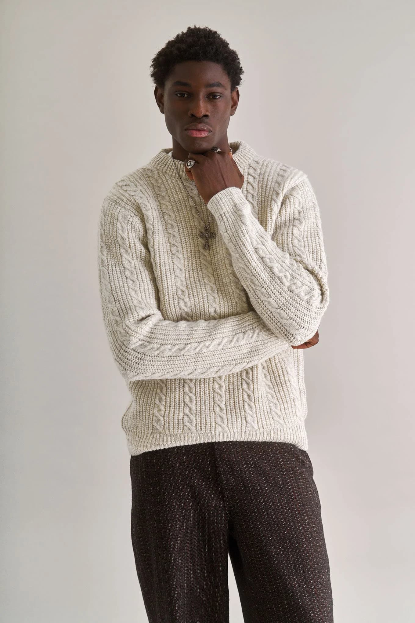 CABLE Lambswool Jumper - Natural