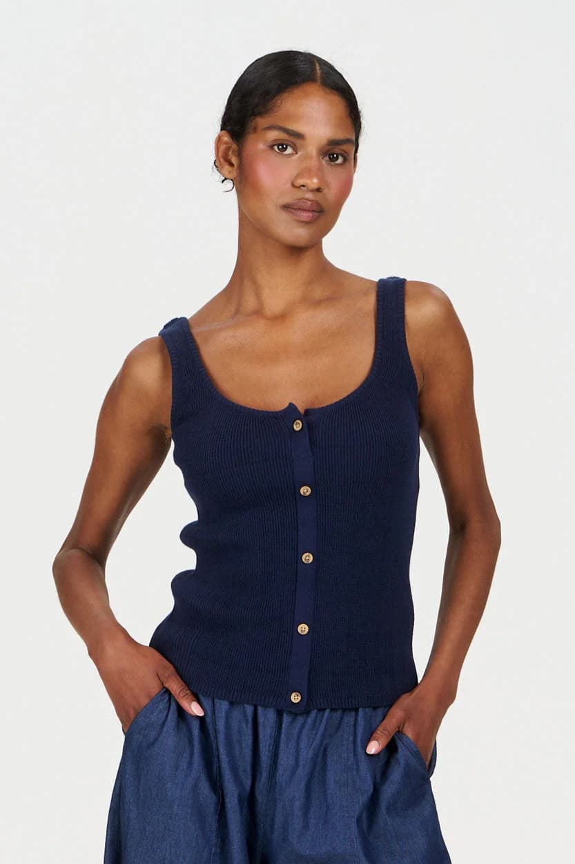 COVE - GOTS Organic Cotton Vest - Navy