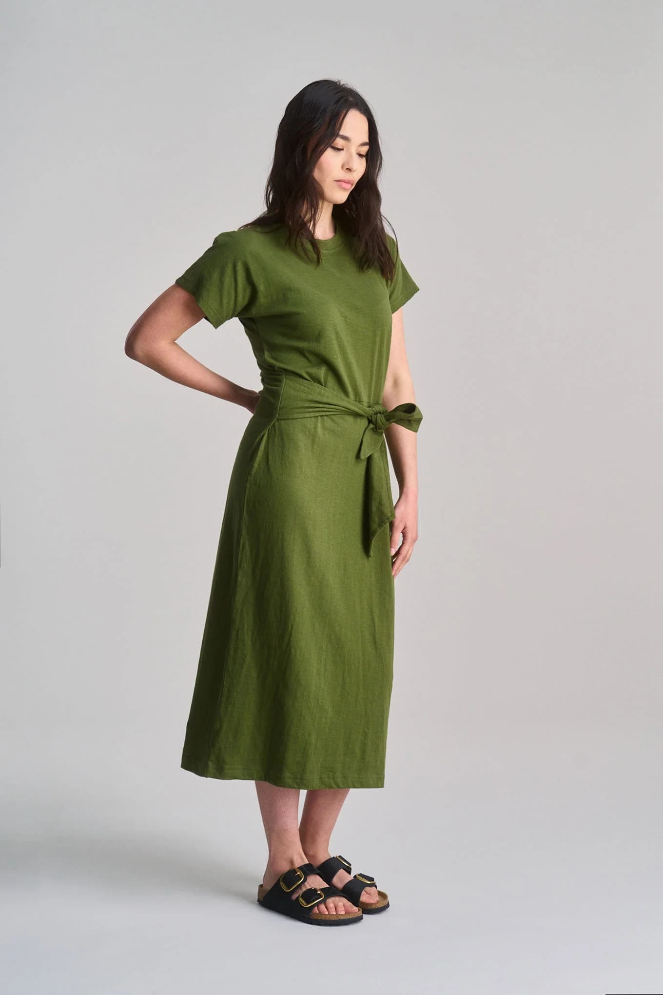 Organic Cotton Midi Dress in Green – image 1