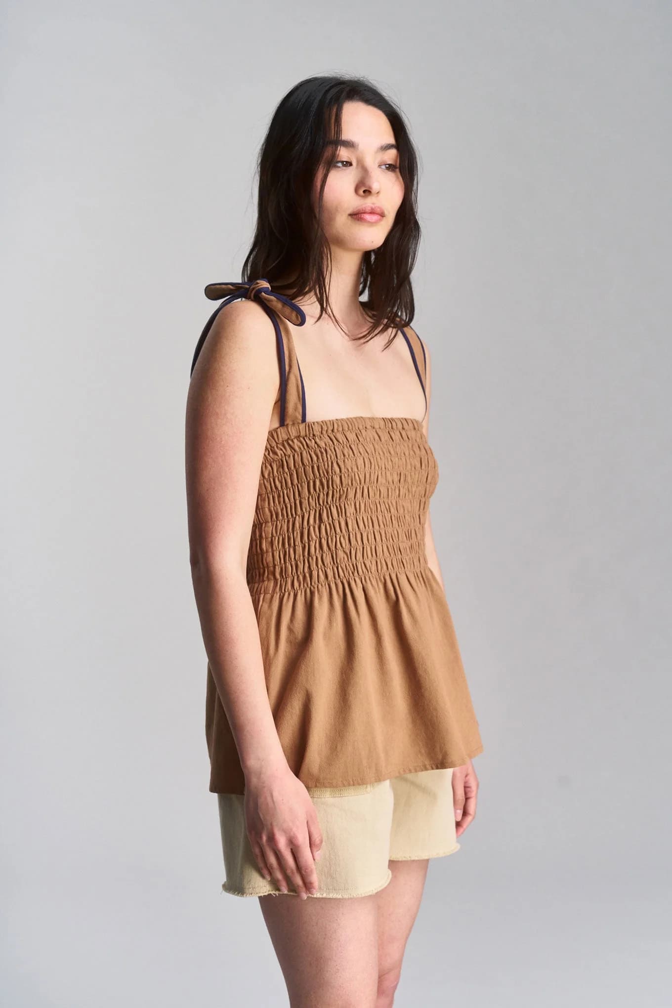 GAIA - Organic Cotton Seersucker Vest - Tan