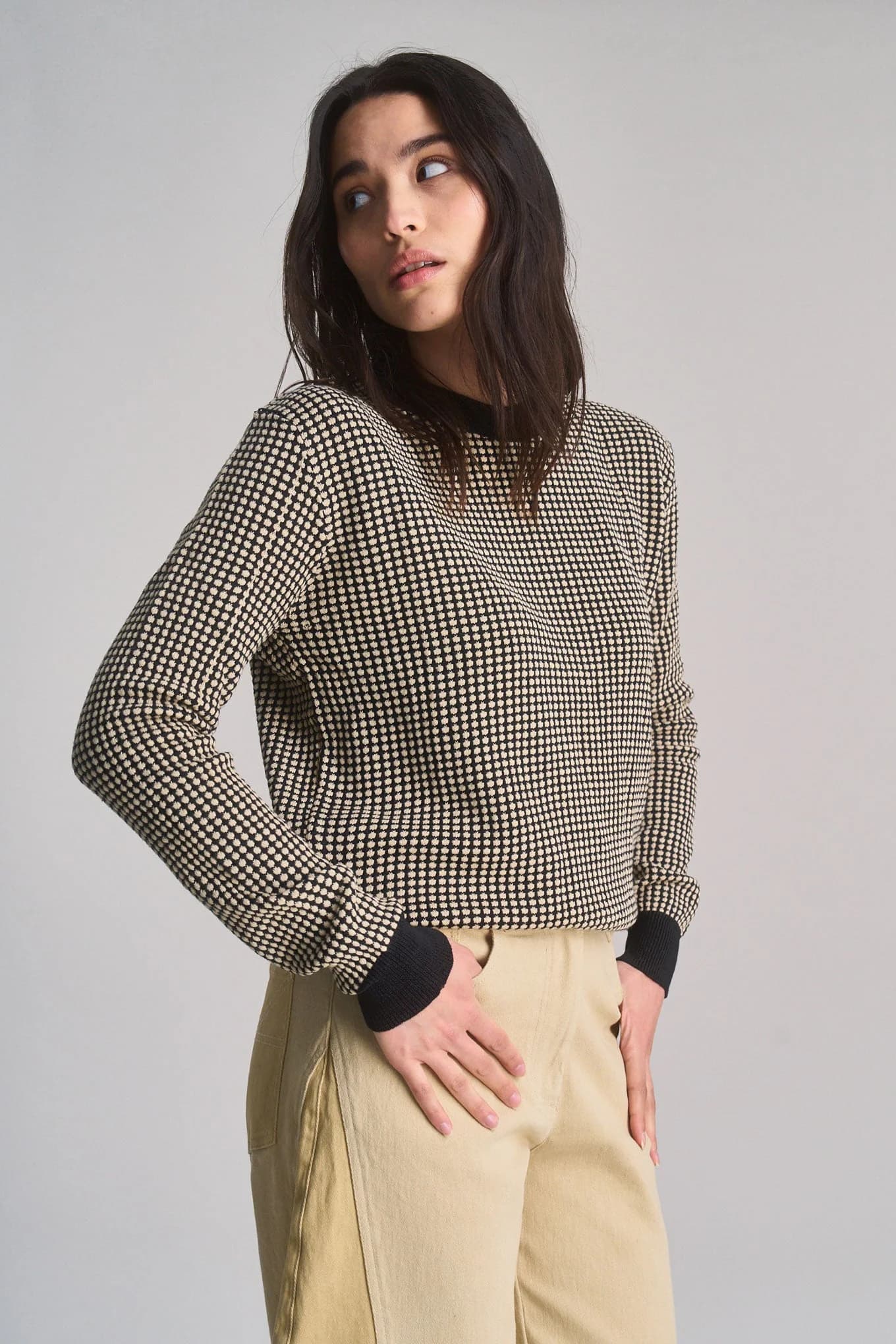 Hana Organic Cotton Jumper - Black and Cream White – image 1