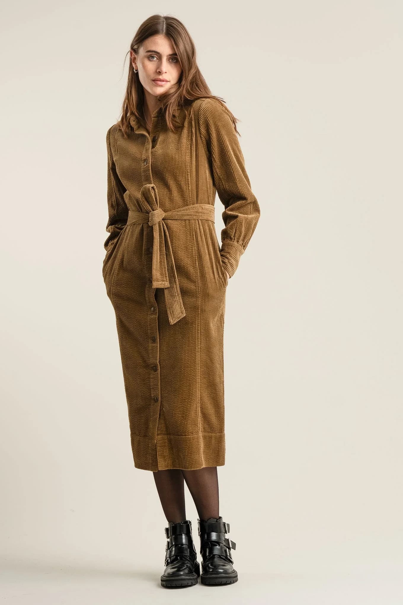 HARITTI Organic Cotton Cord Dress - Olive
