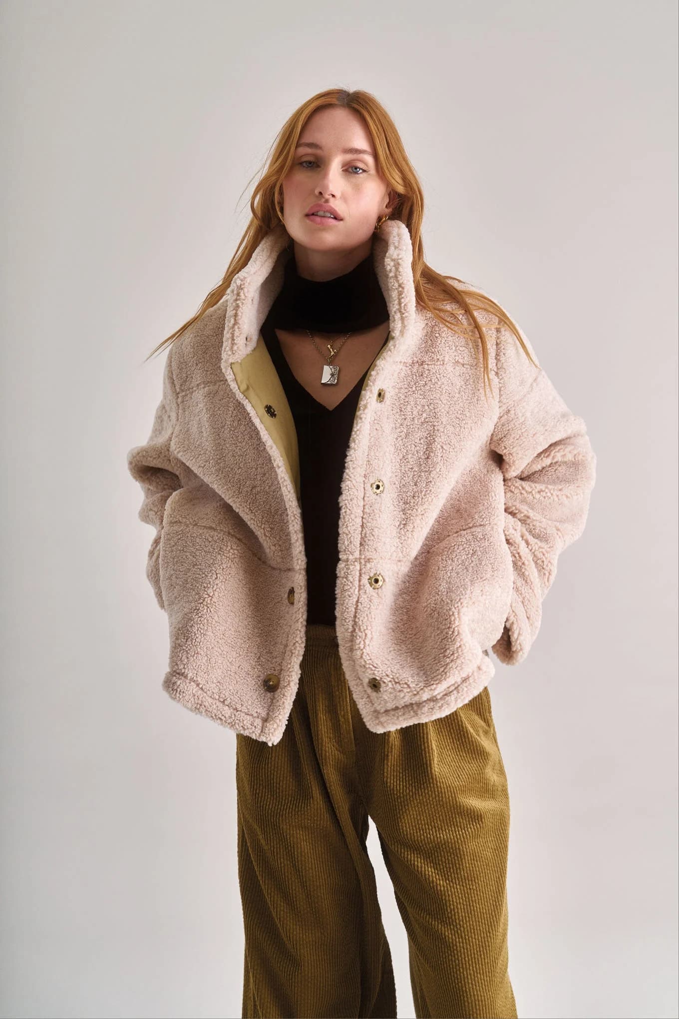 Recycled PET Fleece Jacket in Sand – image 1