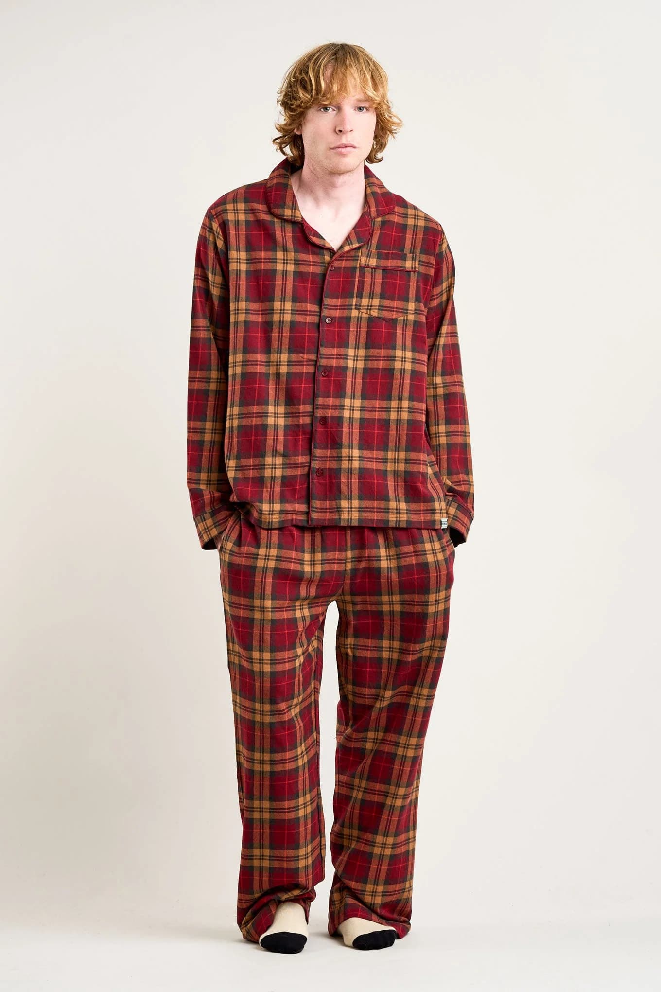 Men's Organic Cotton Pyjama Set in Berry Check – image 1