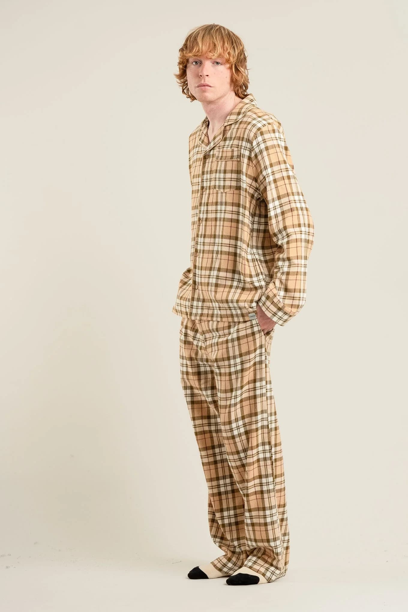 JIM JAM Mens Organic Cotton Pyjama Set - Sand