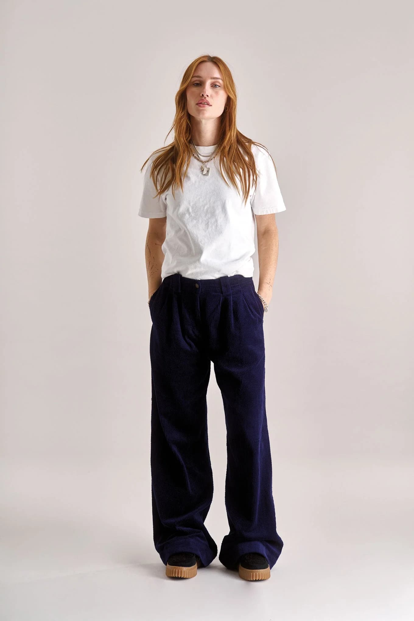 LOLA LILLY Organic Cotton Cord Trousers - Navy