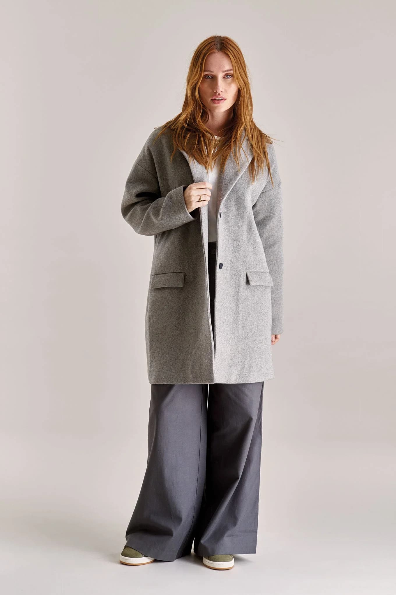 Recycled Wool and Poly Coat in Grey – image 1