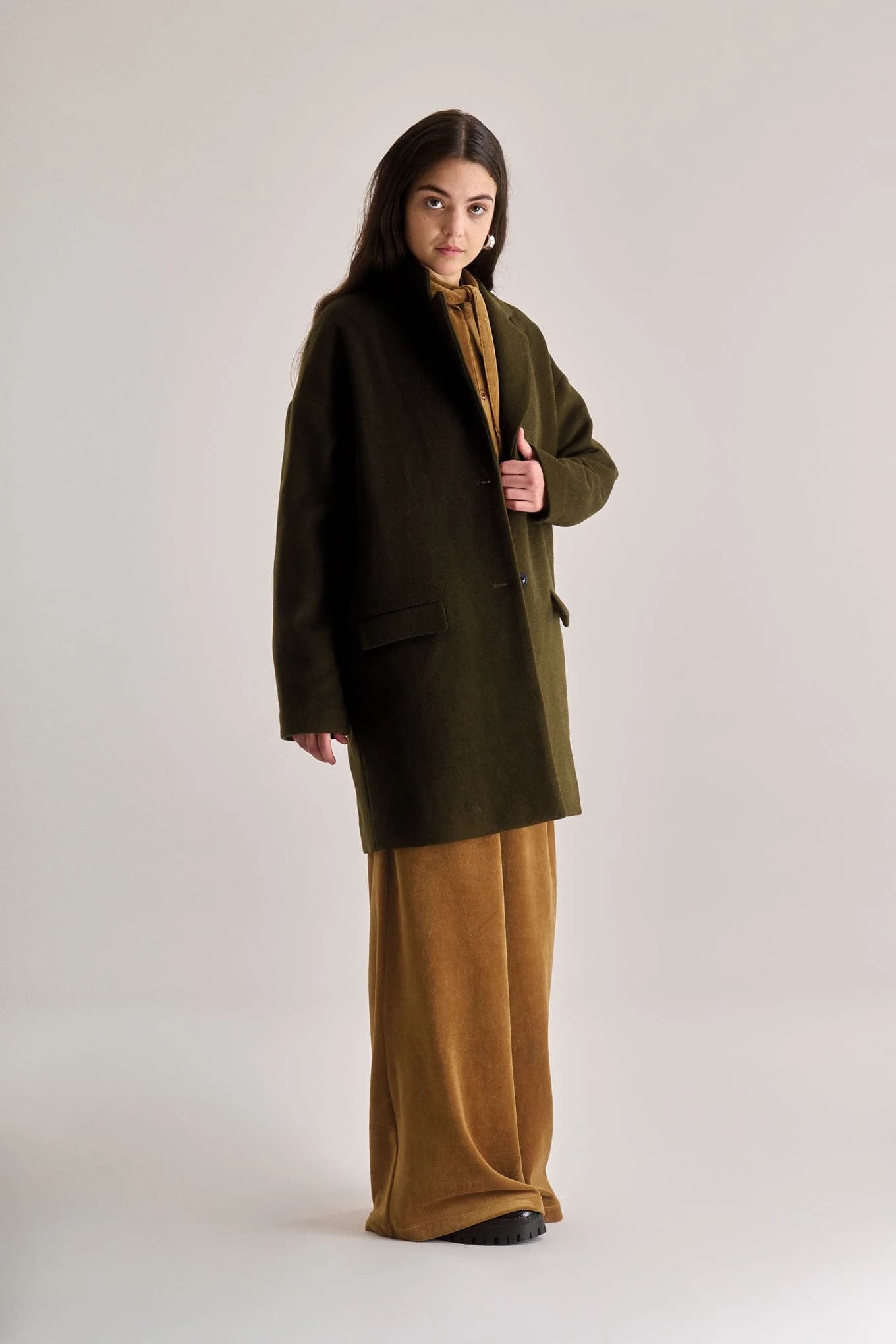 Olivia Recycled Wool Poly Coat - Olive – image 1