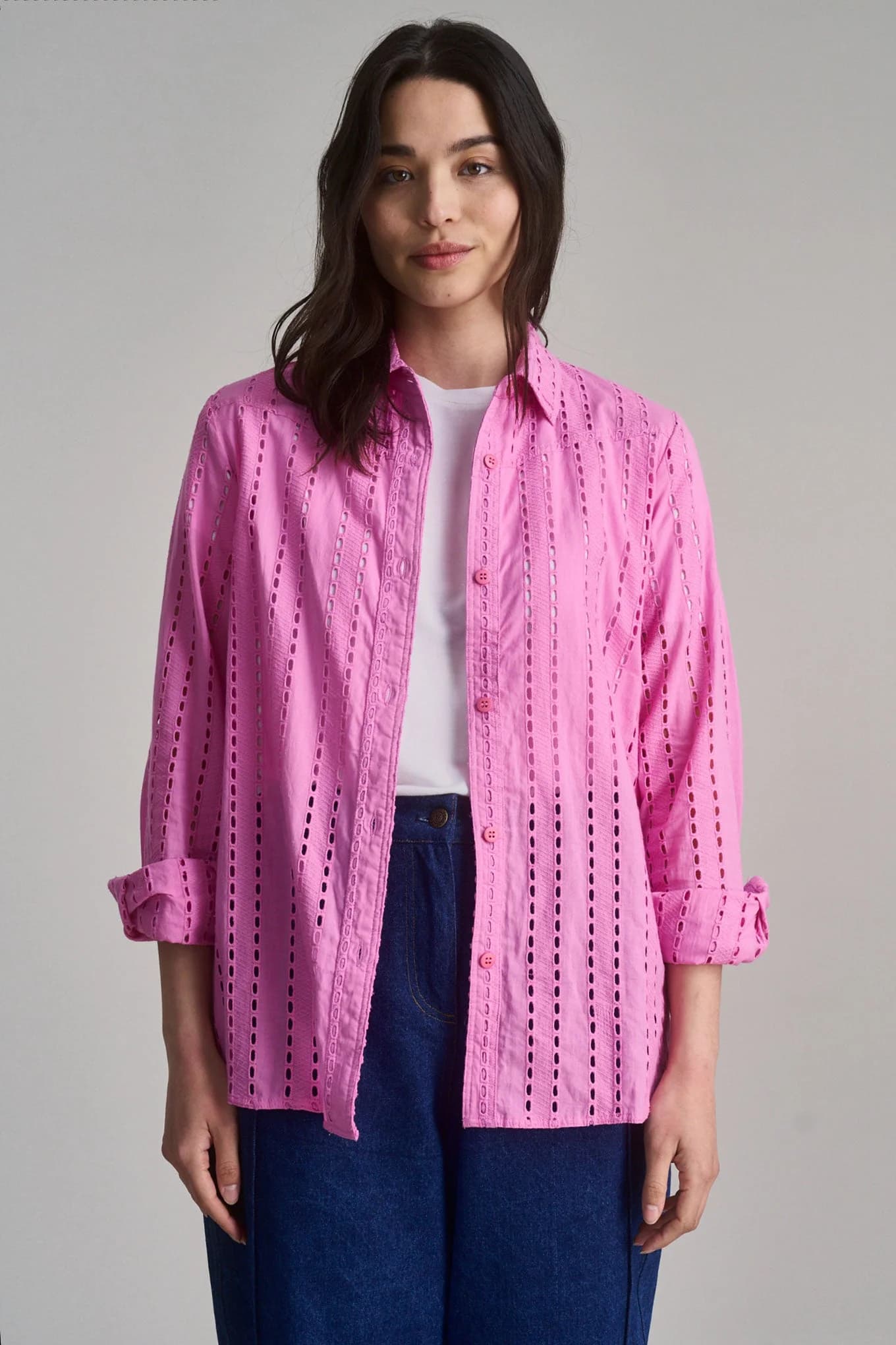 Organic Broderie Anglaise Shirt - Pink – image 1