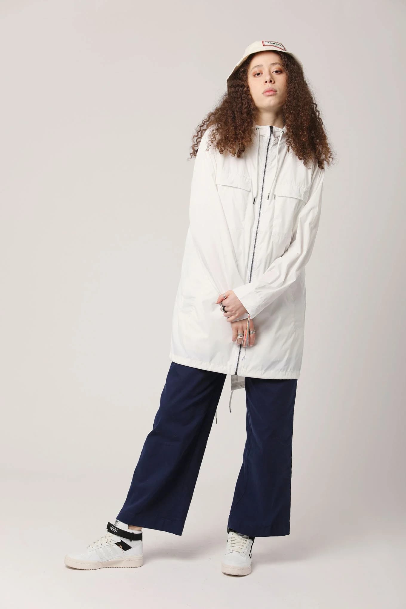 Recycled PET Water Resistant Rain Coat Off White – image 1