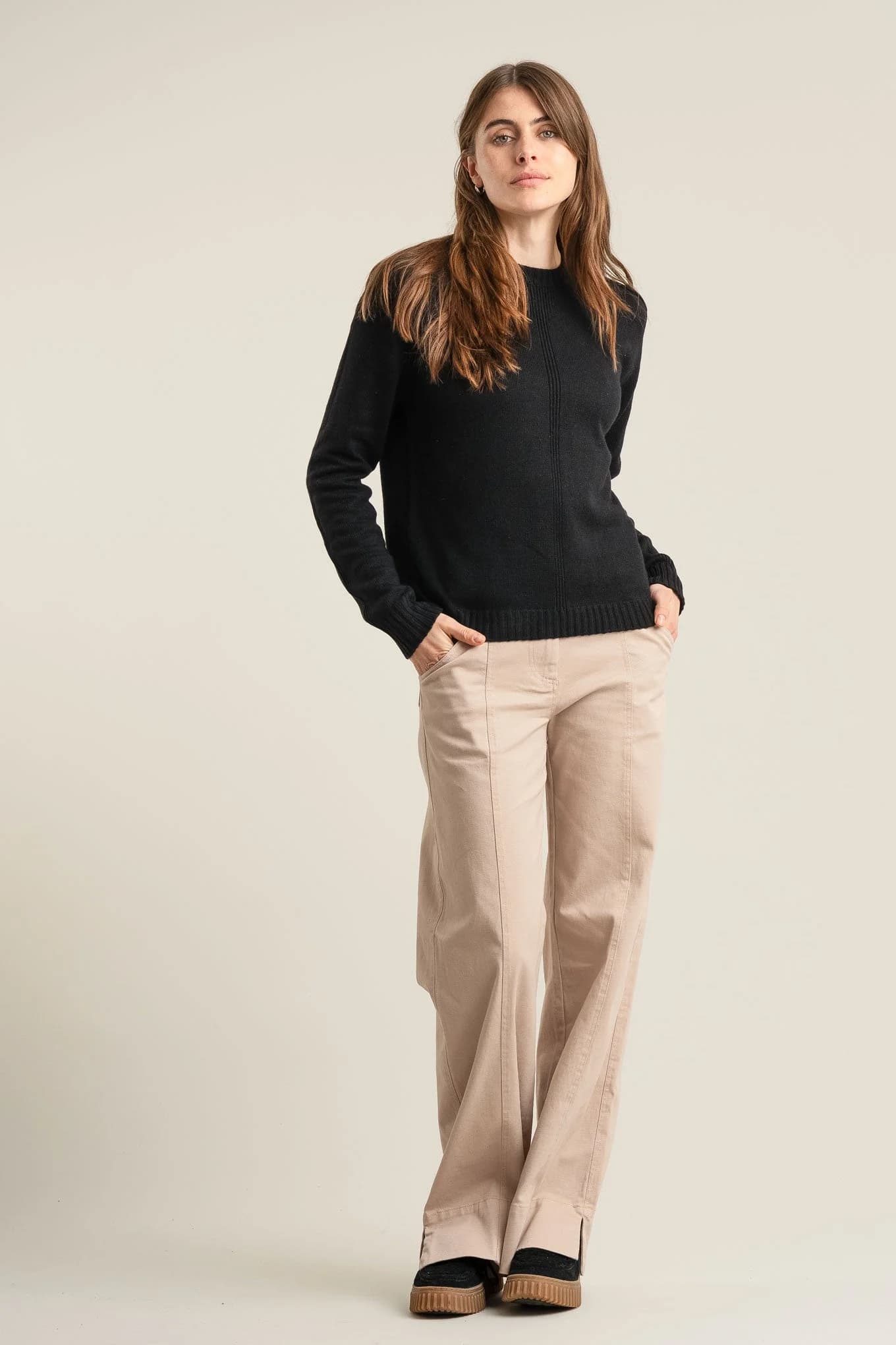Organic Cotton Wide-Leg Trousers in Dusty Pink – image 1