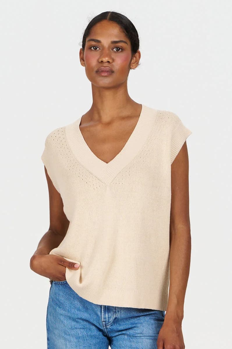 SANDER Organic Ramie Cotton Vest - Sand – image 1