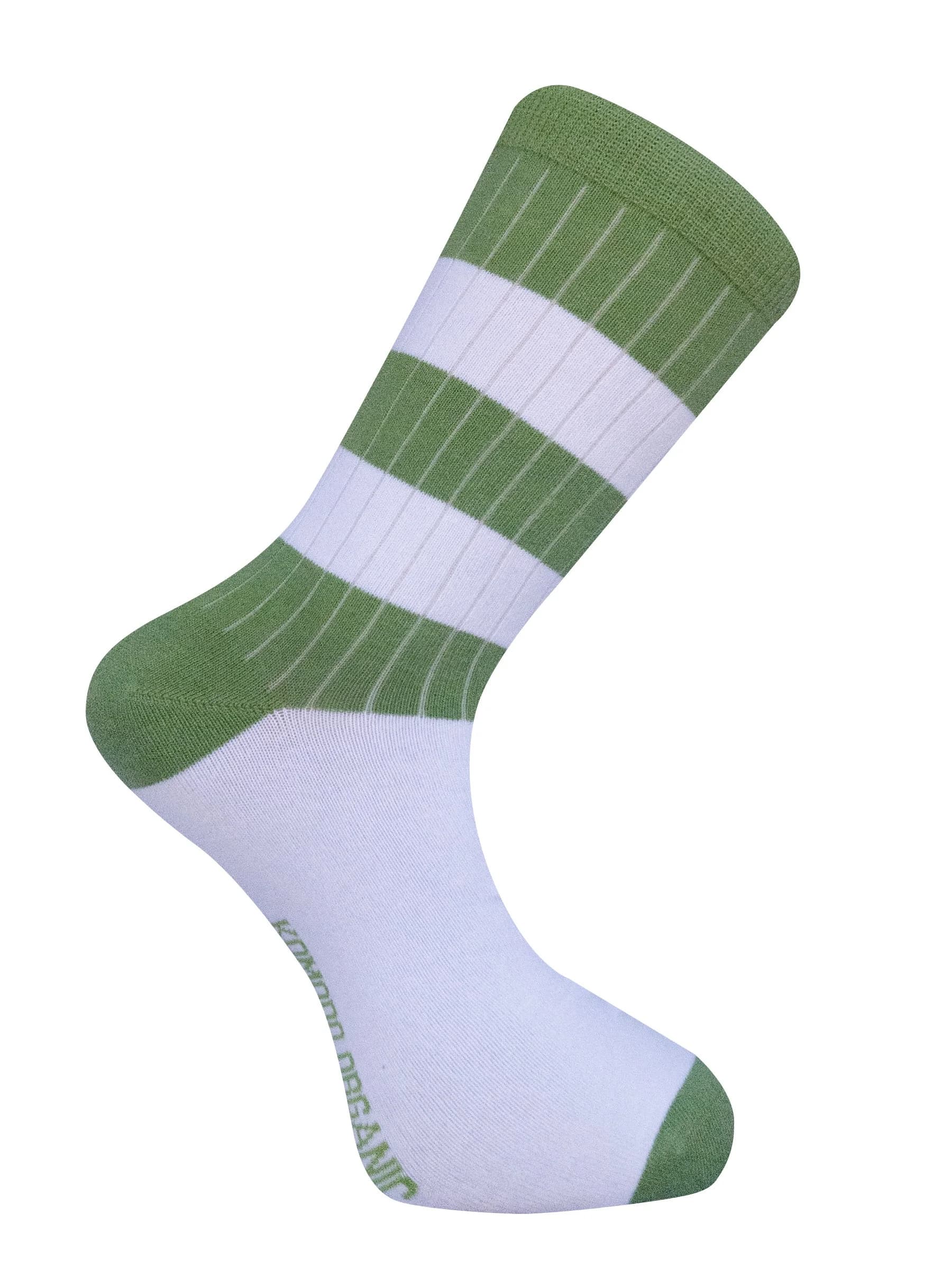 GOTS Organic Cotton Sport Stripe Ribbed Socks in Green – image 1