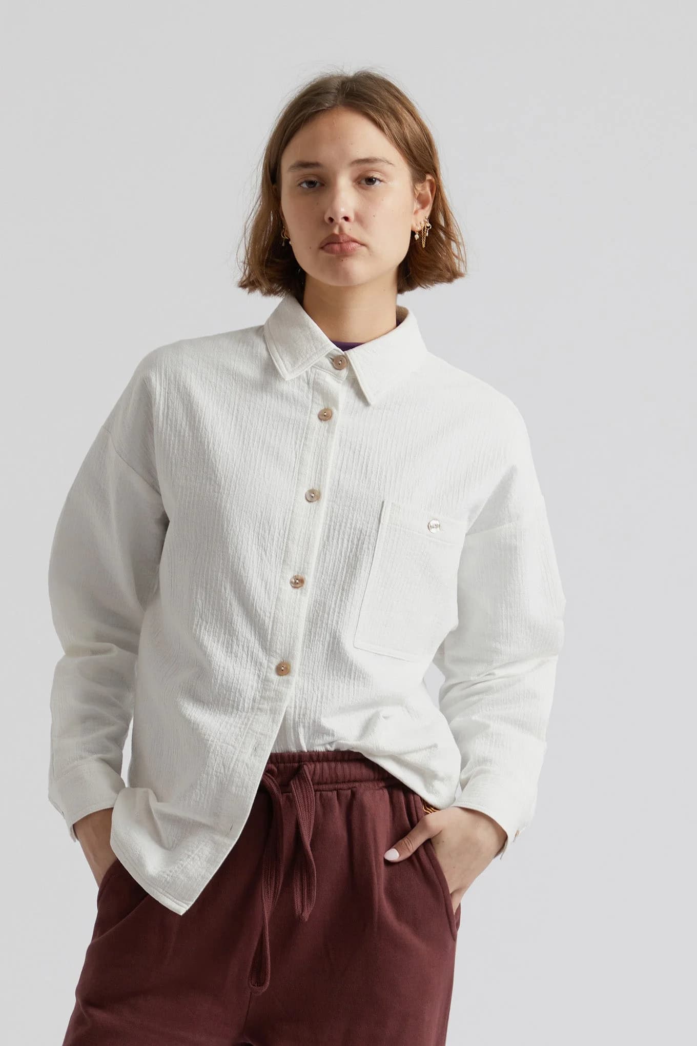 Hanako Organic Cotton Seersucker Shirt White