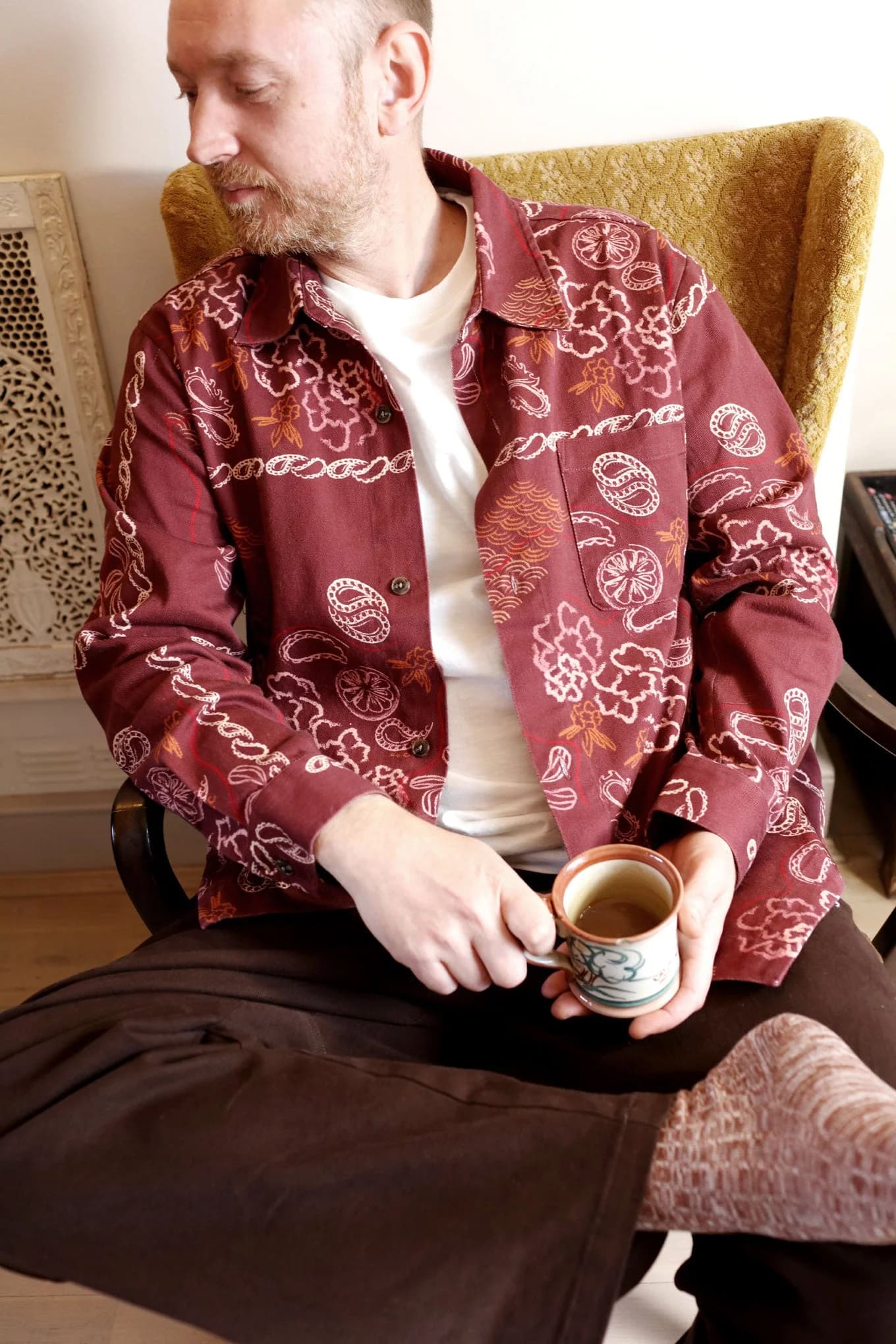 Bandana Print Organic Cotton Shirt - Burgundy – image 1