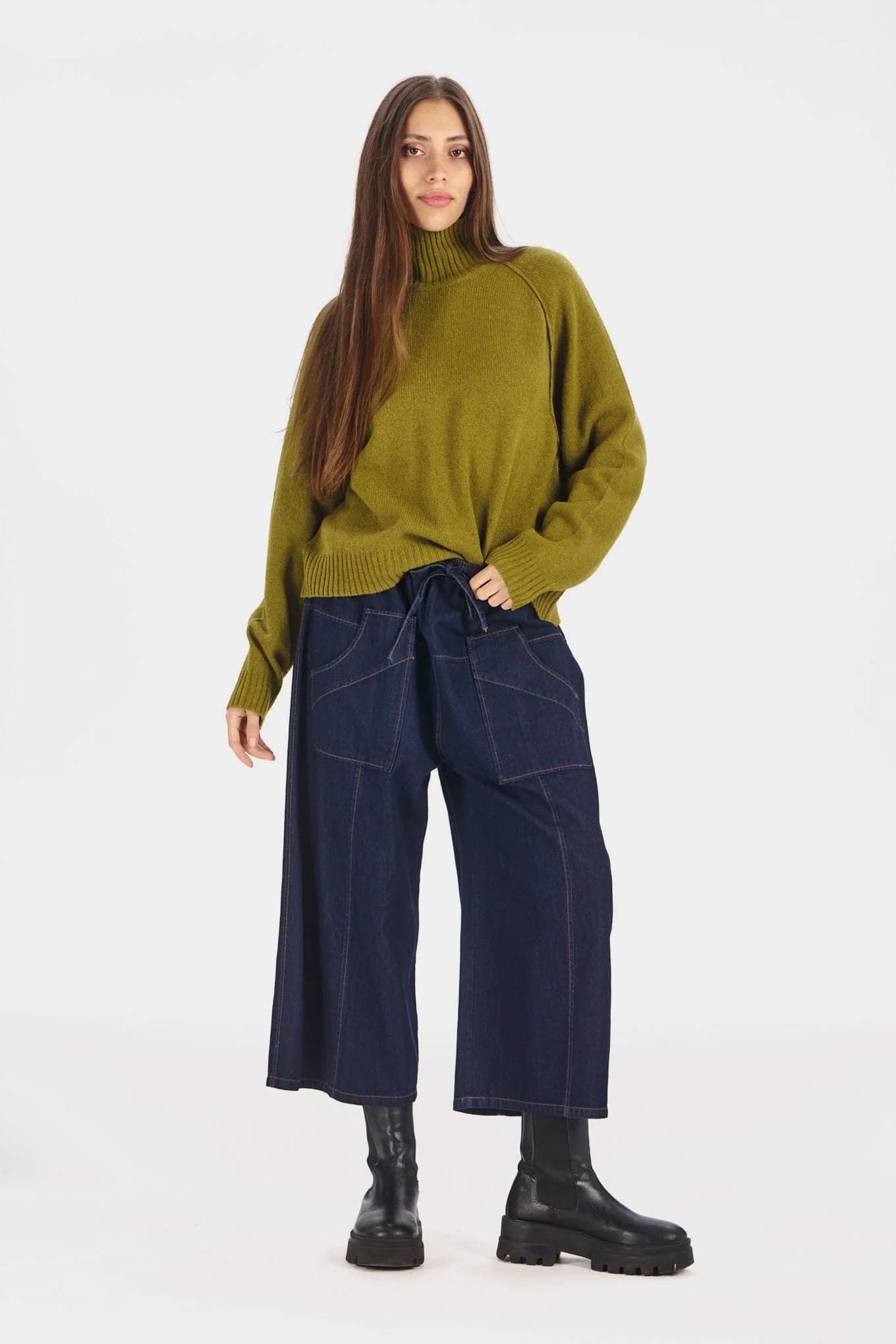 CLEO Organic Cotton Cropped Trouser - Denim – image 1