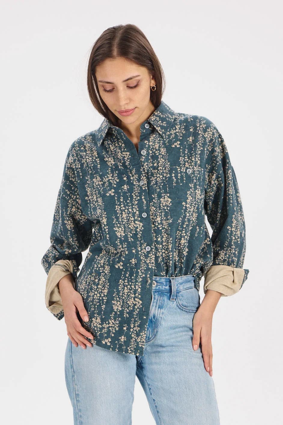 Hanako Organic Cotton Blue Floral Shirt – image 1