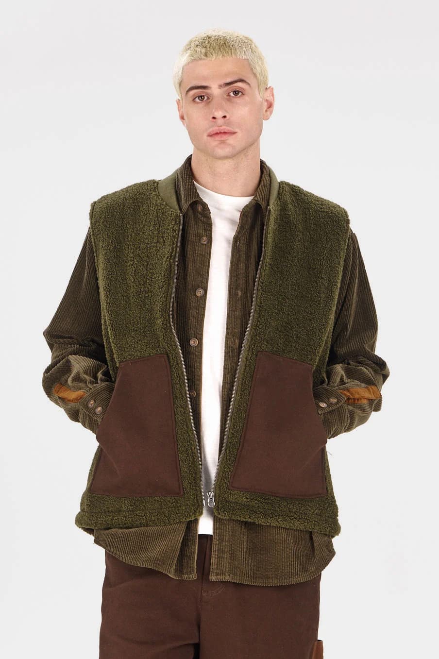 Jamie Recycled Fleece Gilet - Khaki – image 1