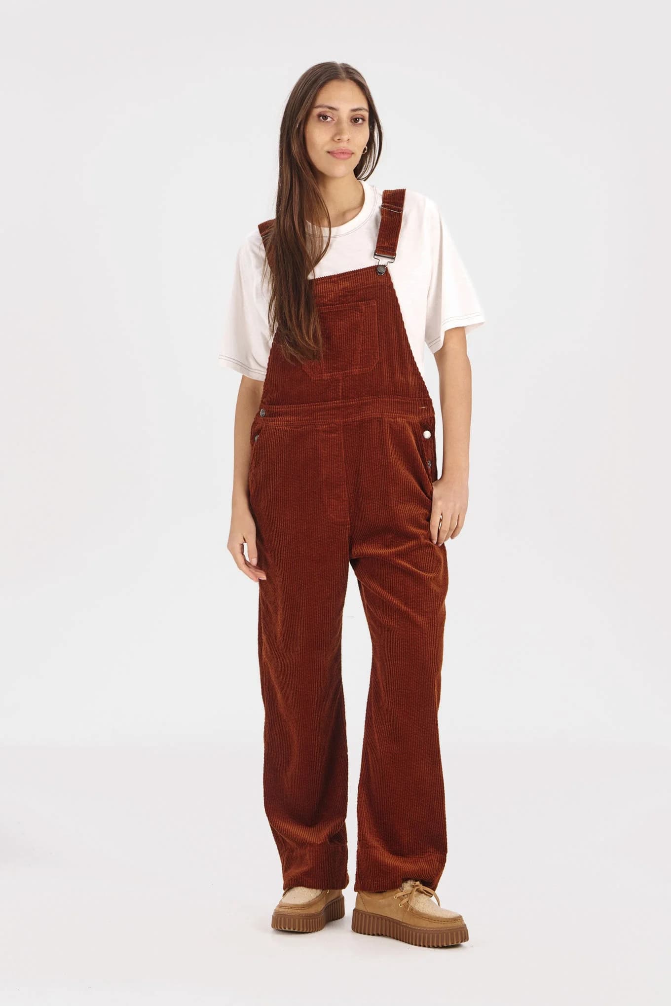 LENI Organic Cotton Corduroy Dungarees - Chestnut – image 1