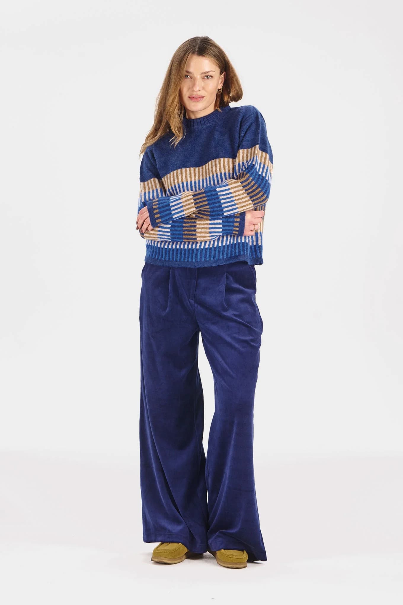 Sofia Organic Cotton Velvet Trousers - Navy – image 1