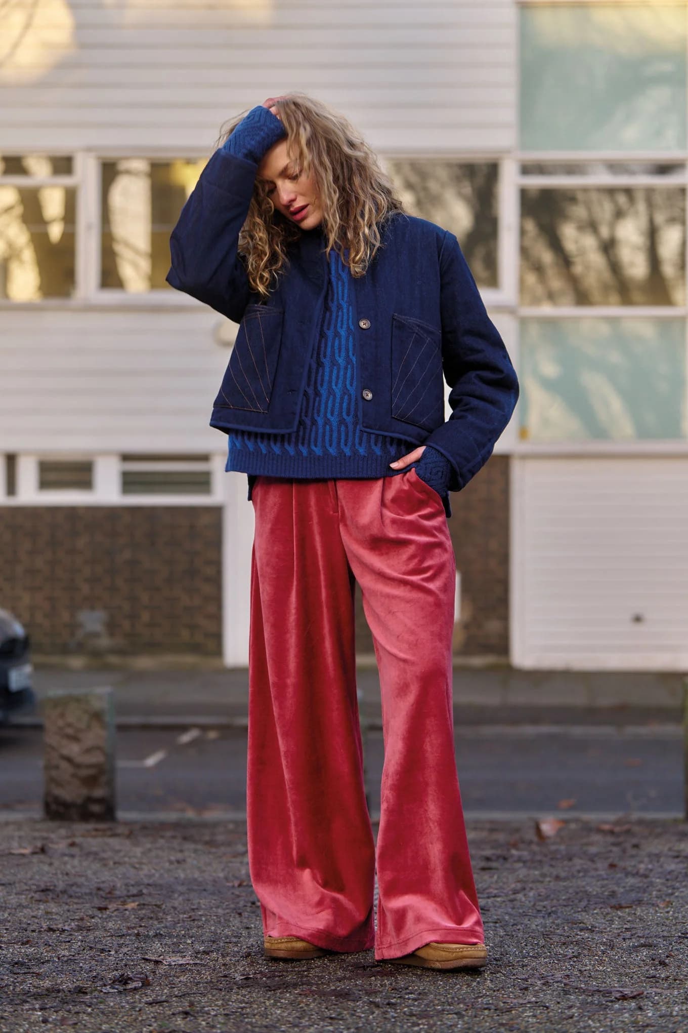 Sofia Organic Cotton Velvet Trousers - Rose – image 1