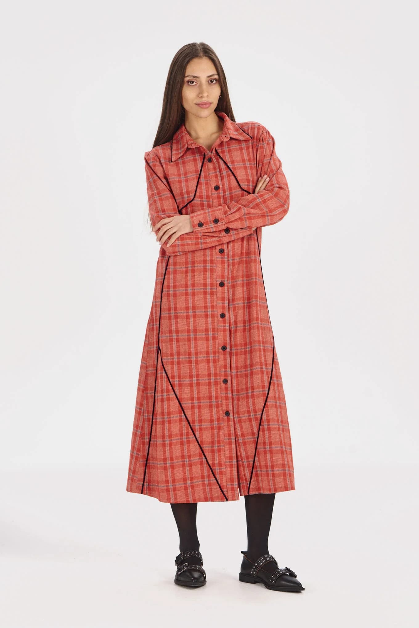Serina Organic Cotton Dress - Red Check – image 1