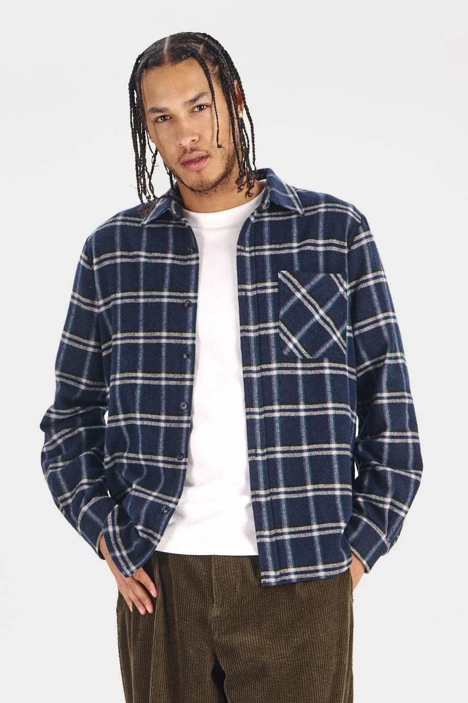 Santi Organic Cotton Flannel Shirt - Navy Check – image 1