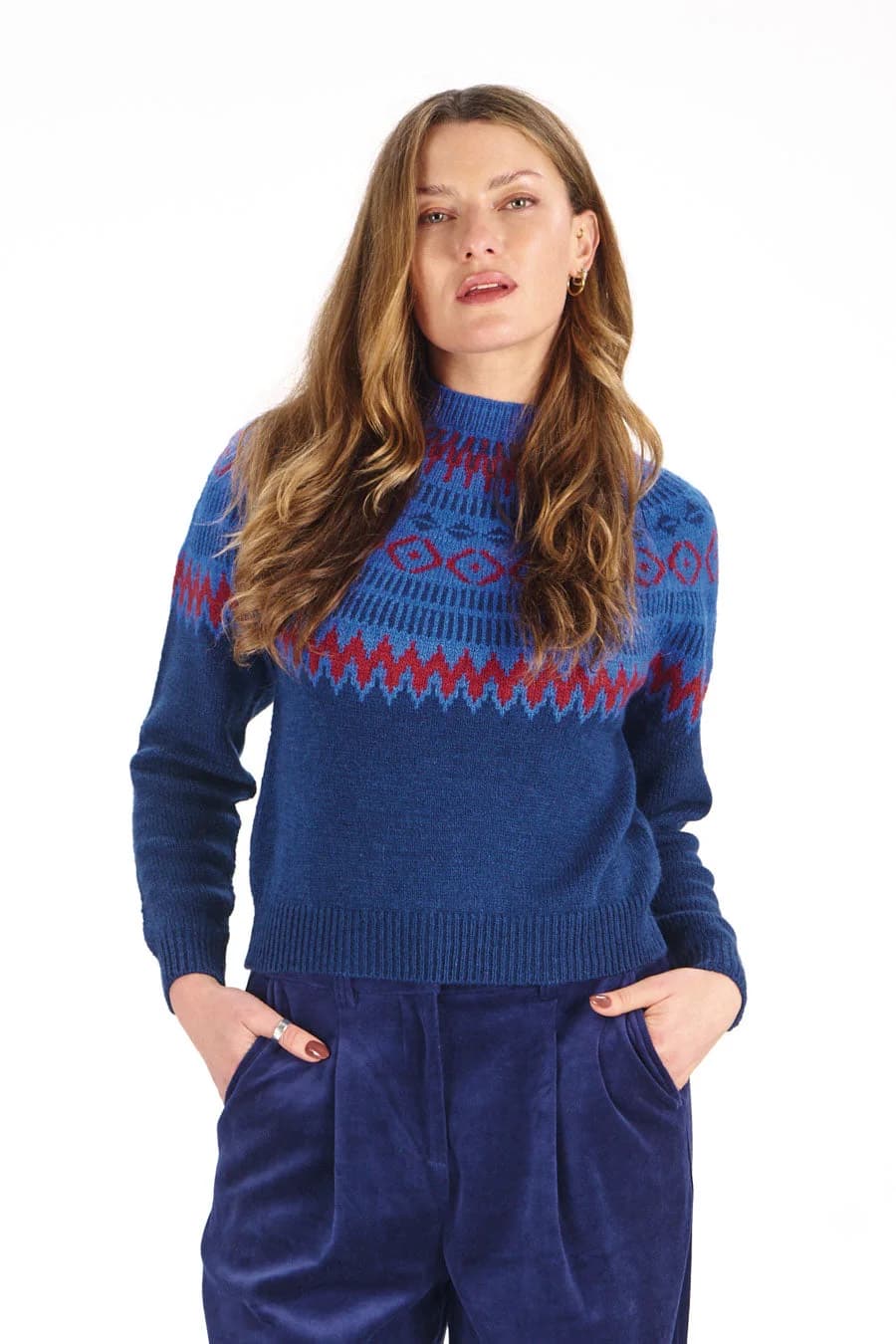 Fair Isle Lambswool Jumper - Navy – image 1