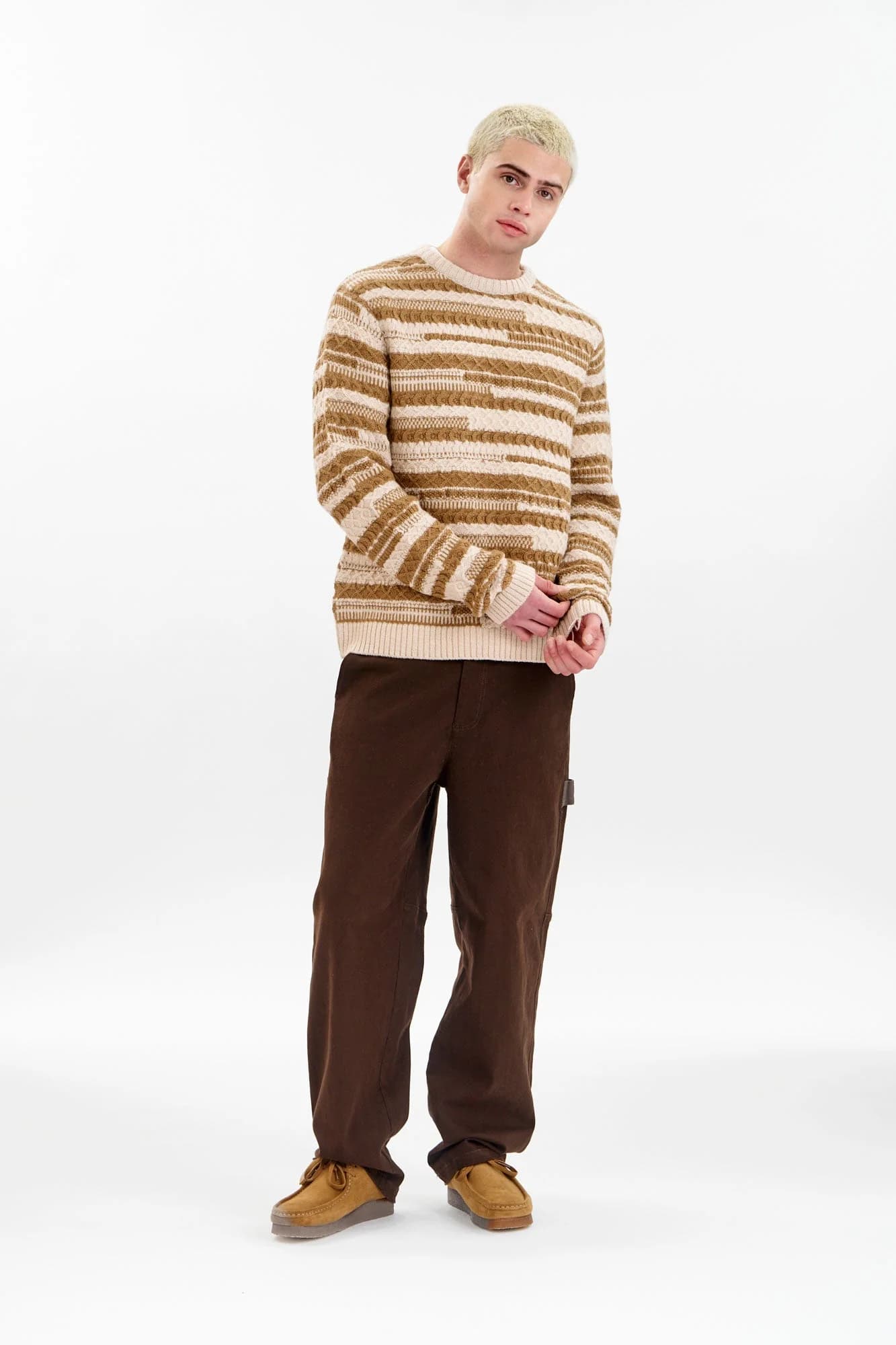 Leo Lambswool Jumper - Sand & Chestnut – image 1