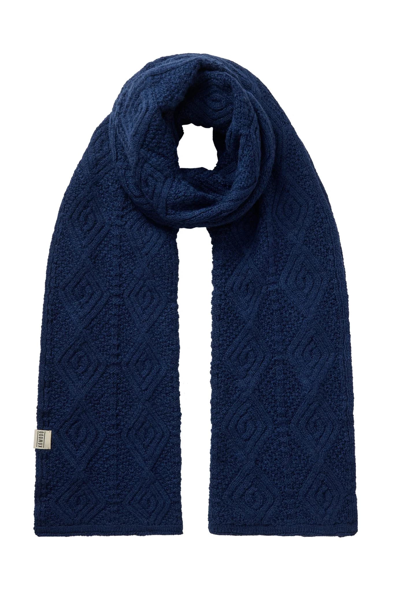 Lobouche Cable Lambswool Scarf - Navy – image 1