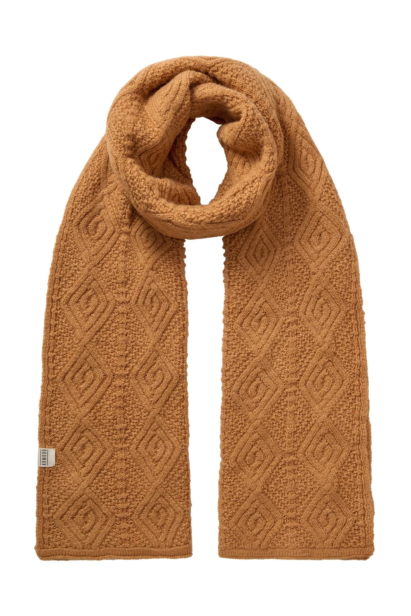 Cable Lambswool Scarf - Camel – image 1