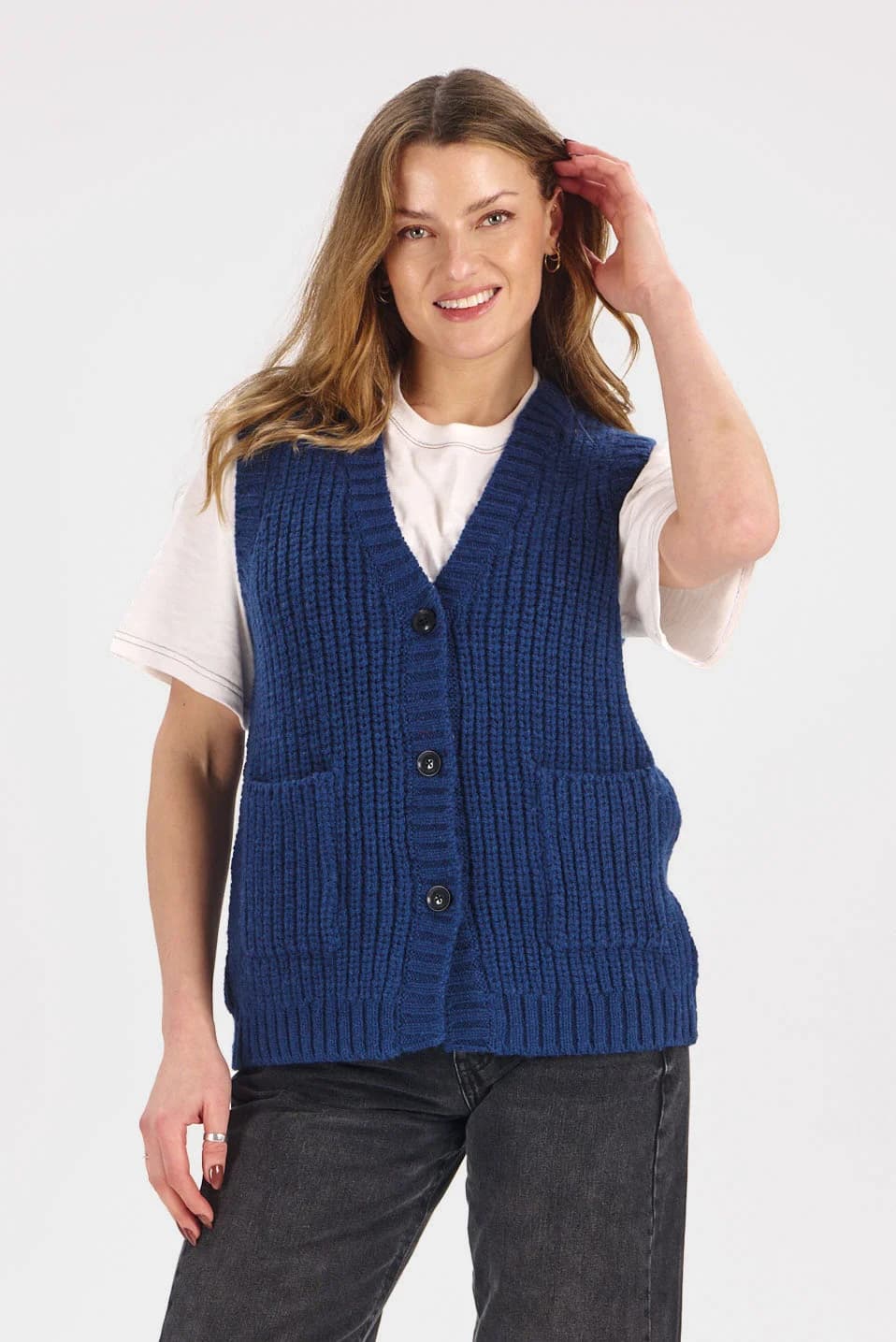 RIO Lambswool Vest - Navy – image 1