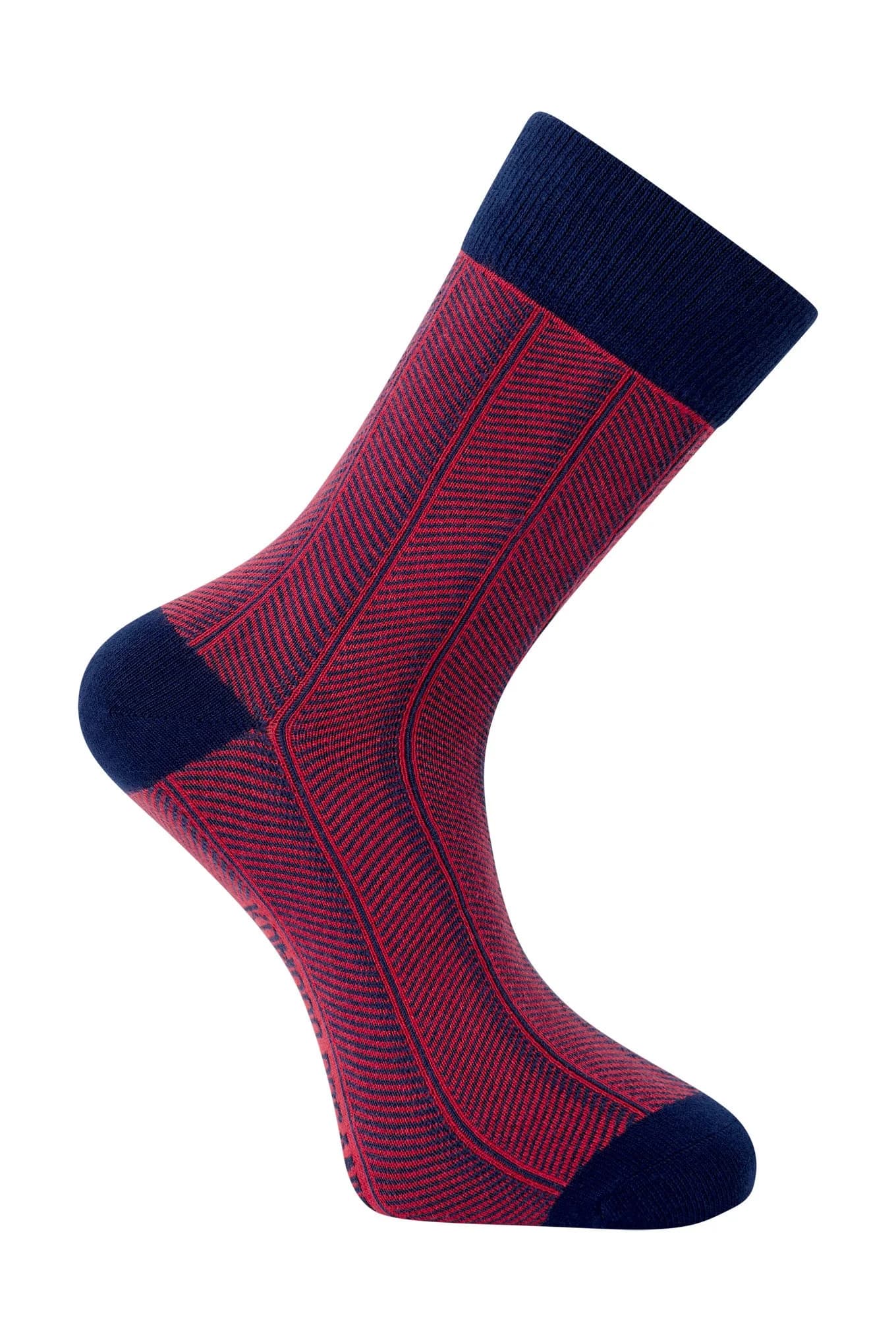 Herringbone Organic Cotton Socks - Navy/Red – image 1