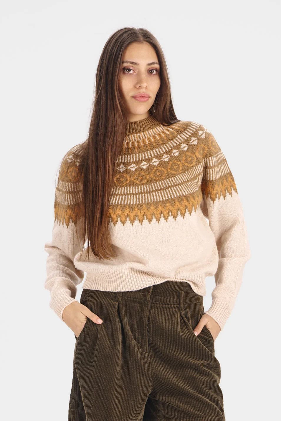 Fair Isle Lambswool Jumper - Sand – image 1