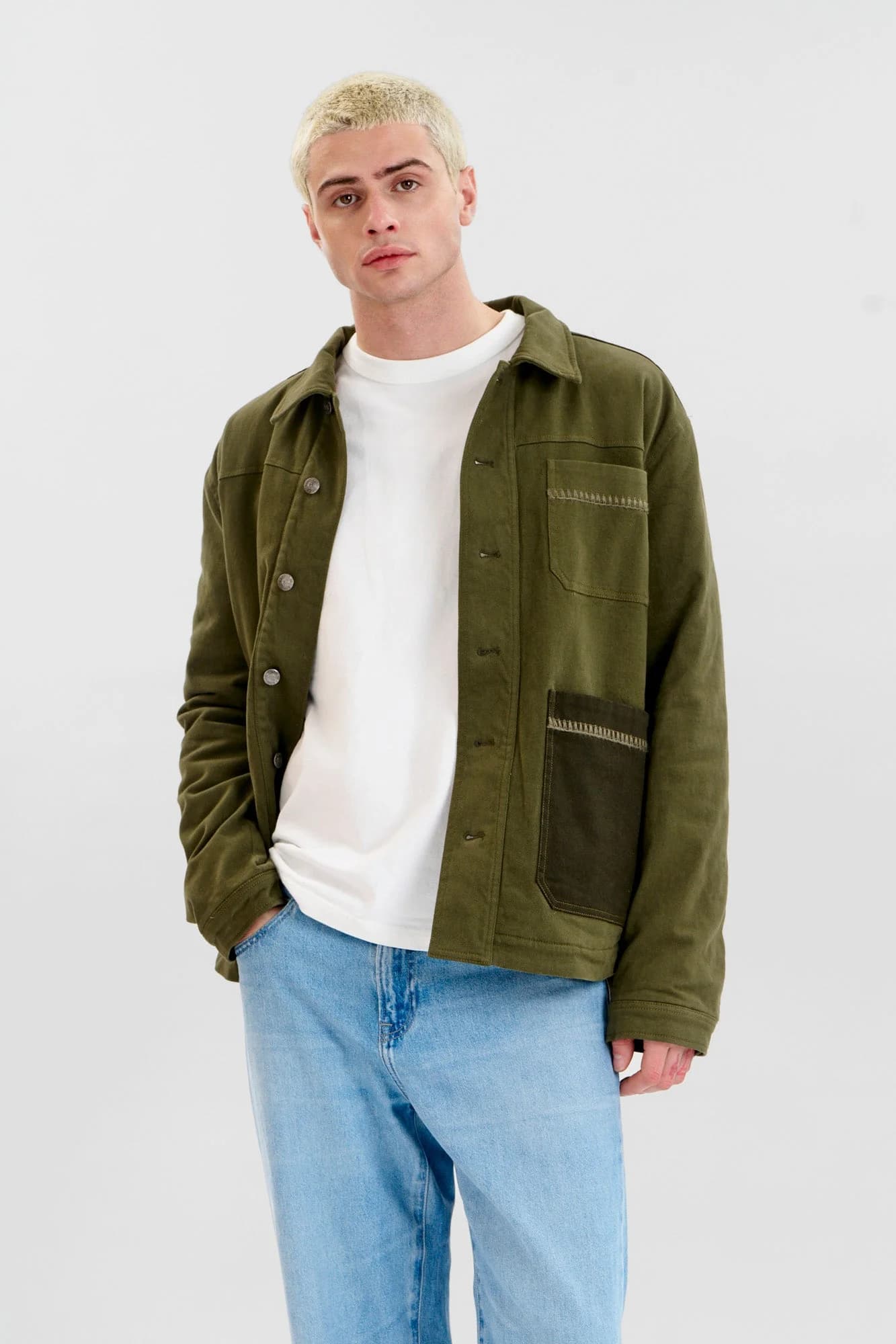 Christophe Fleece Lined Organic Cotton Coat - Khaki – image 1
