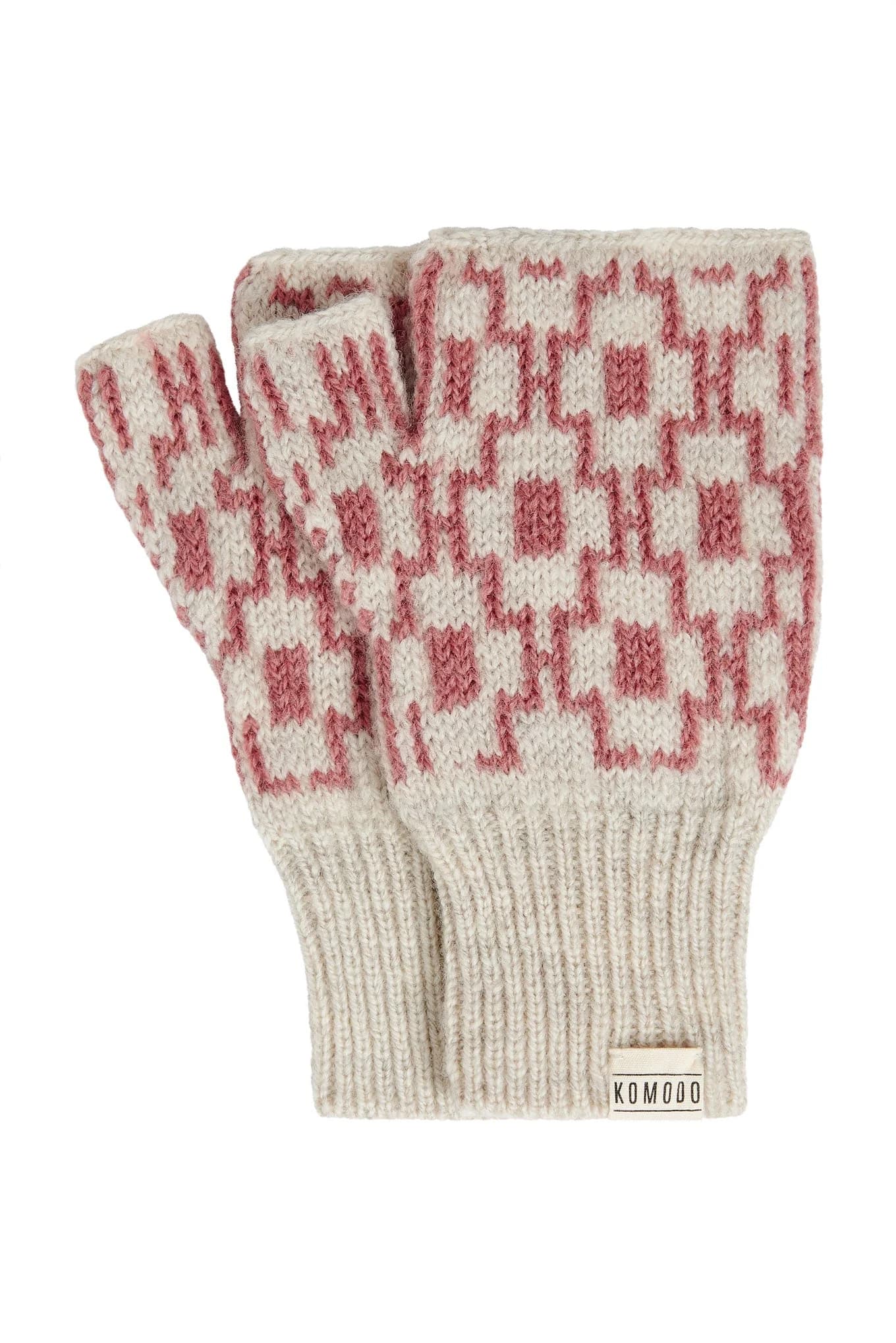 Abstract Lambswool Gloves - Rose