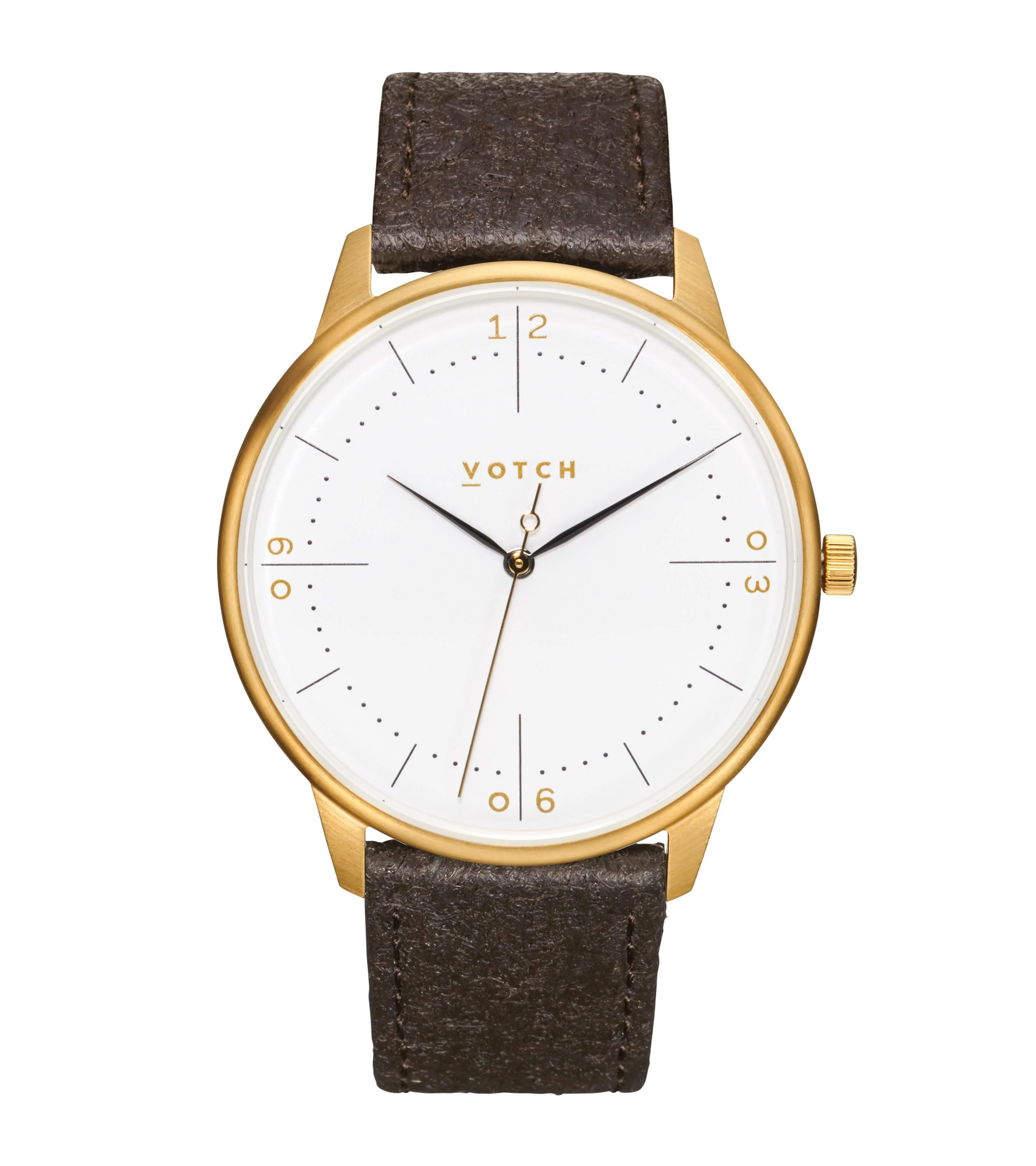 Gold & Dark Brown Piñatex Watch | Aalto