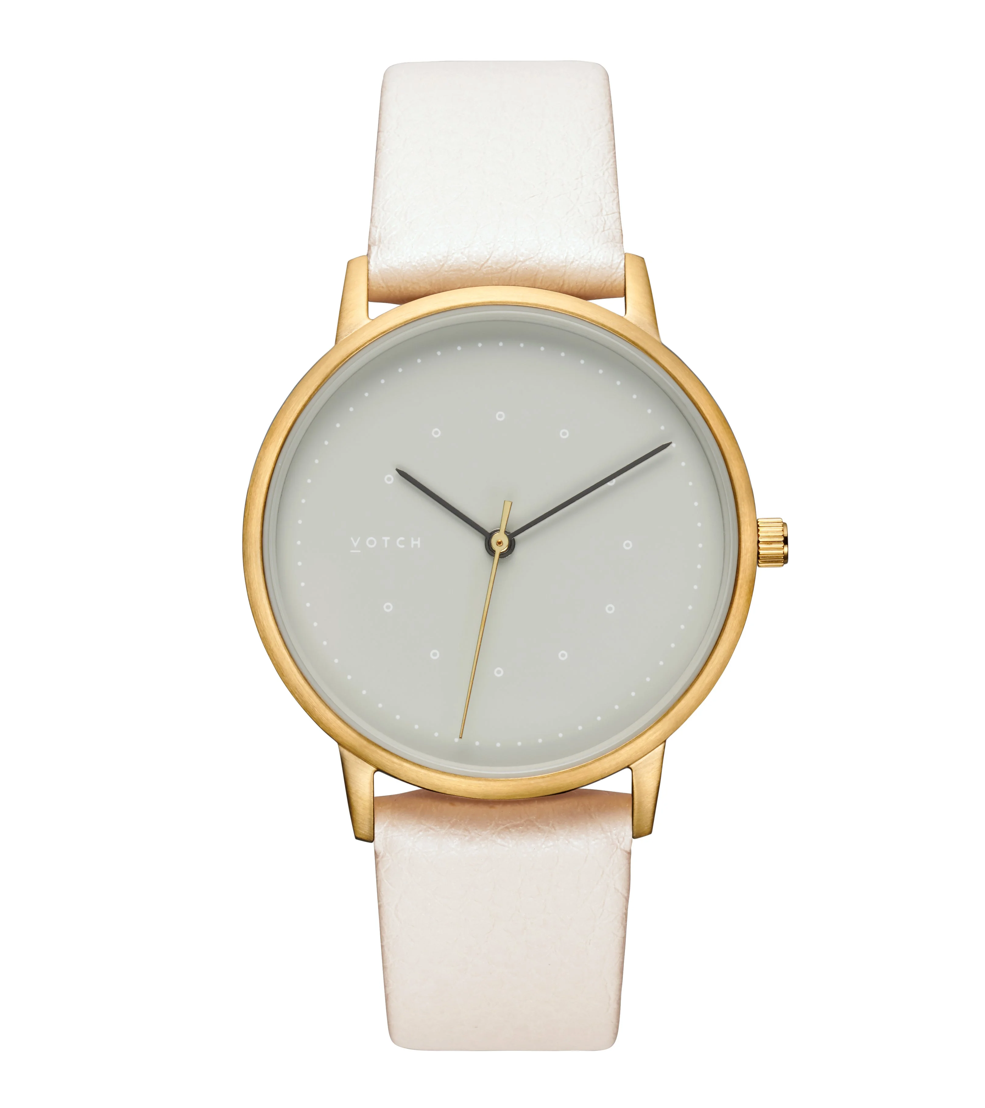 Gold and Off White Vegan Leather Watch – image 1