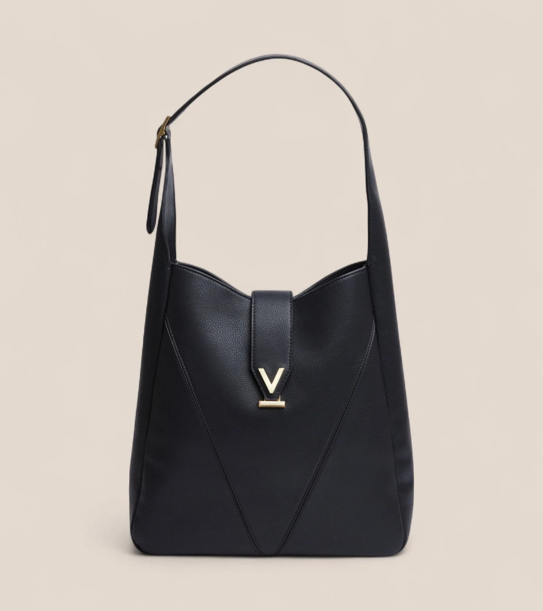Nancy Vegan Bio-Based Bamboo Leather Elevated Tote Bag in black
