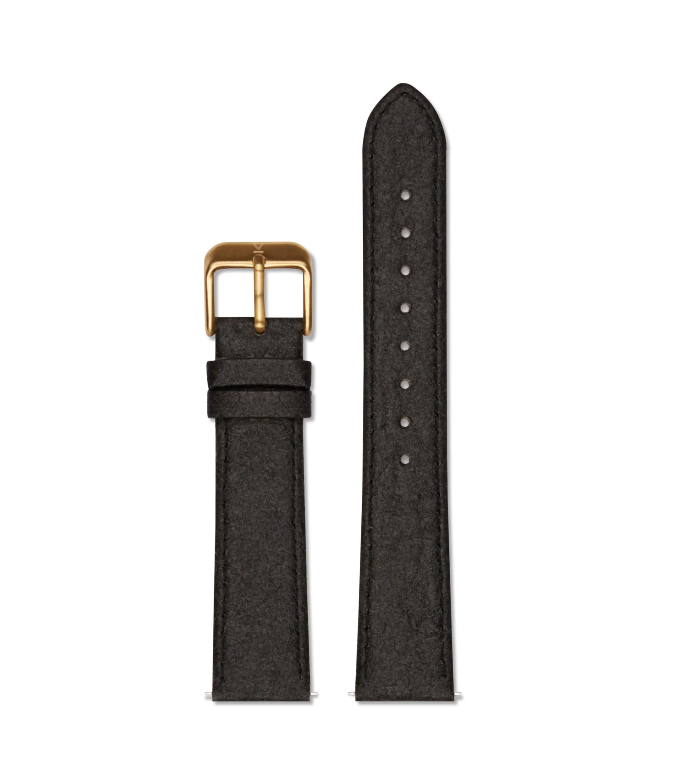 Piñatex Watch Strap in Black with Brushed Gold Buckle – image 1