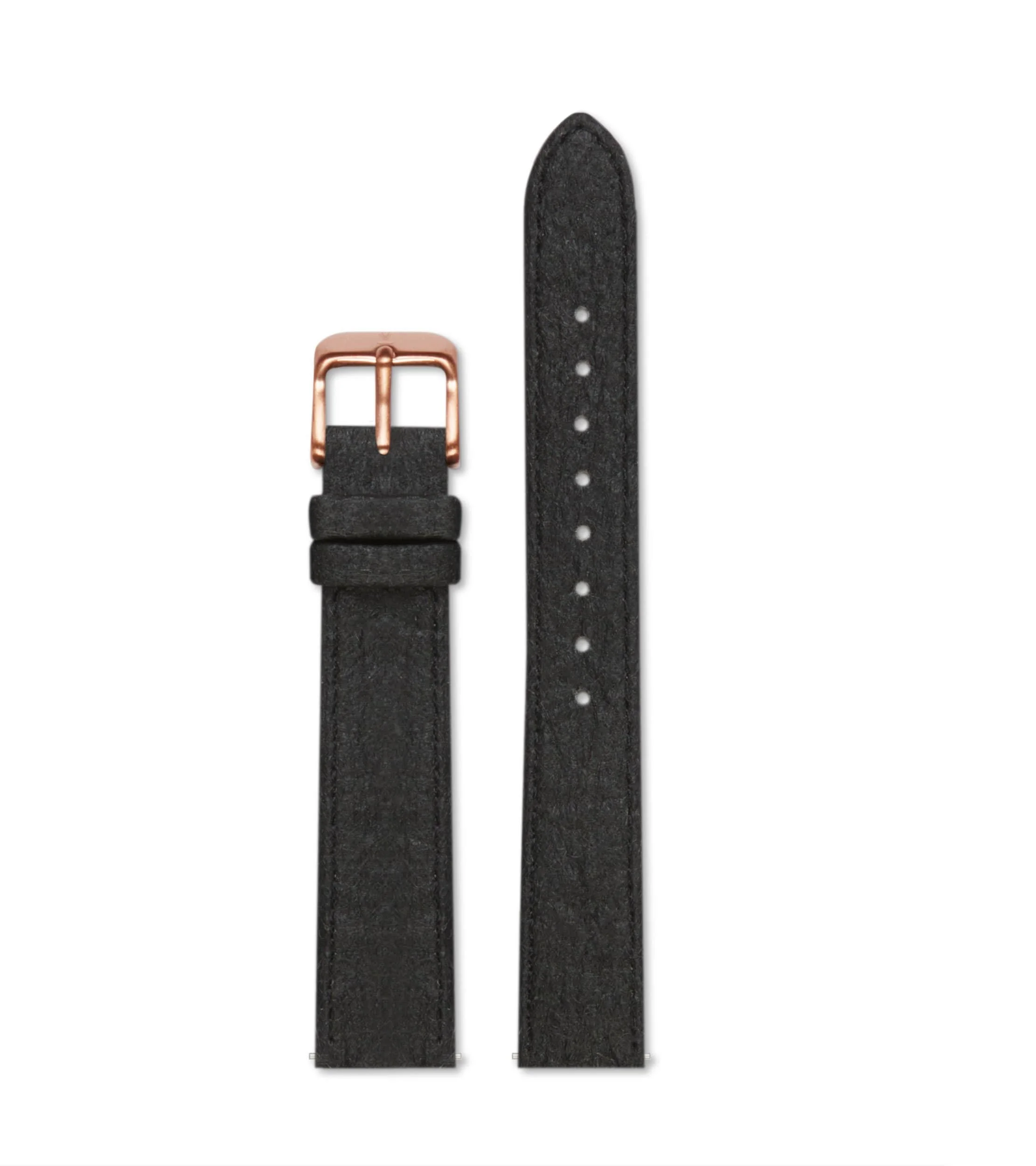 Piñatex Watch Strap in Black with Brushed Rose Gold Buckle — 16mm – image 1