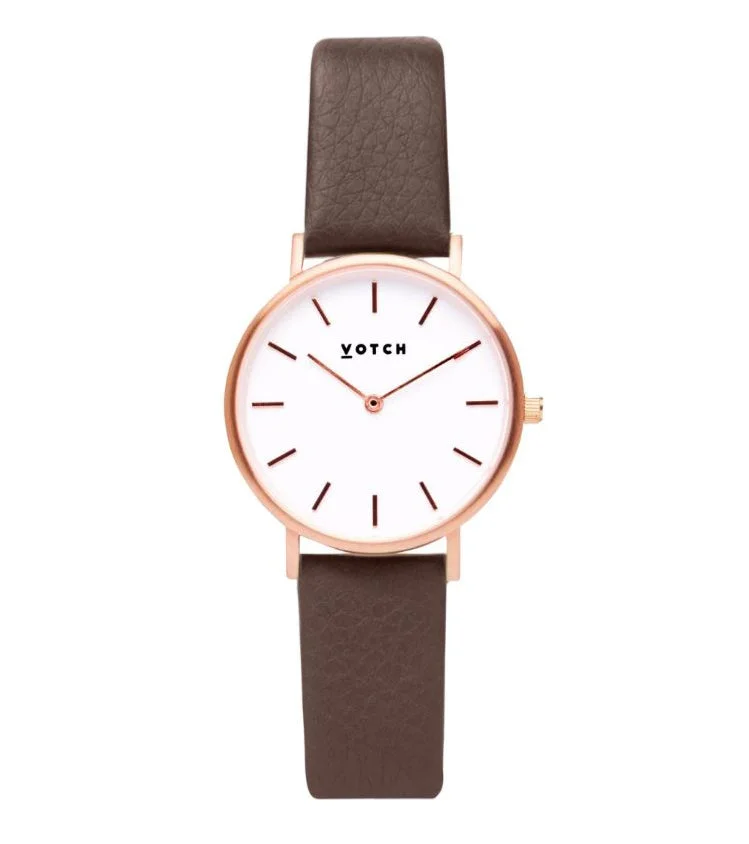 Rose Gold & Brown Watch | Petite
