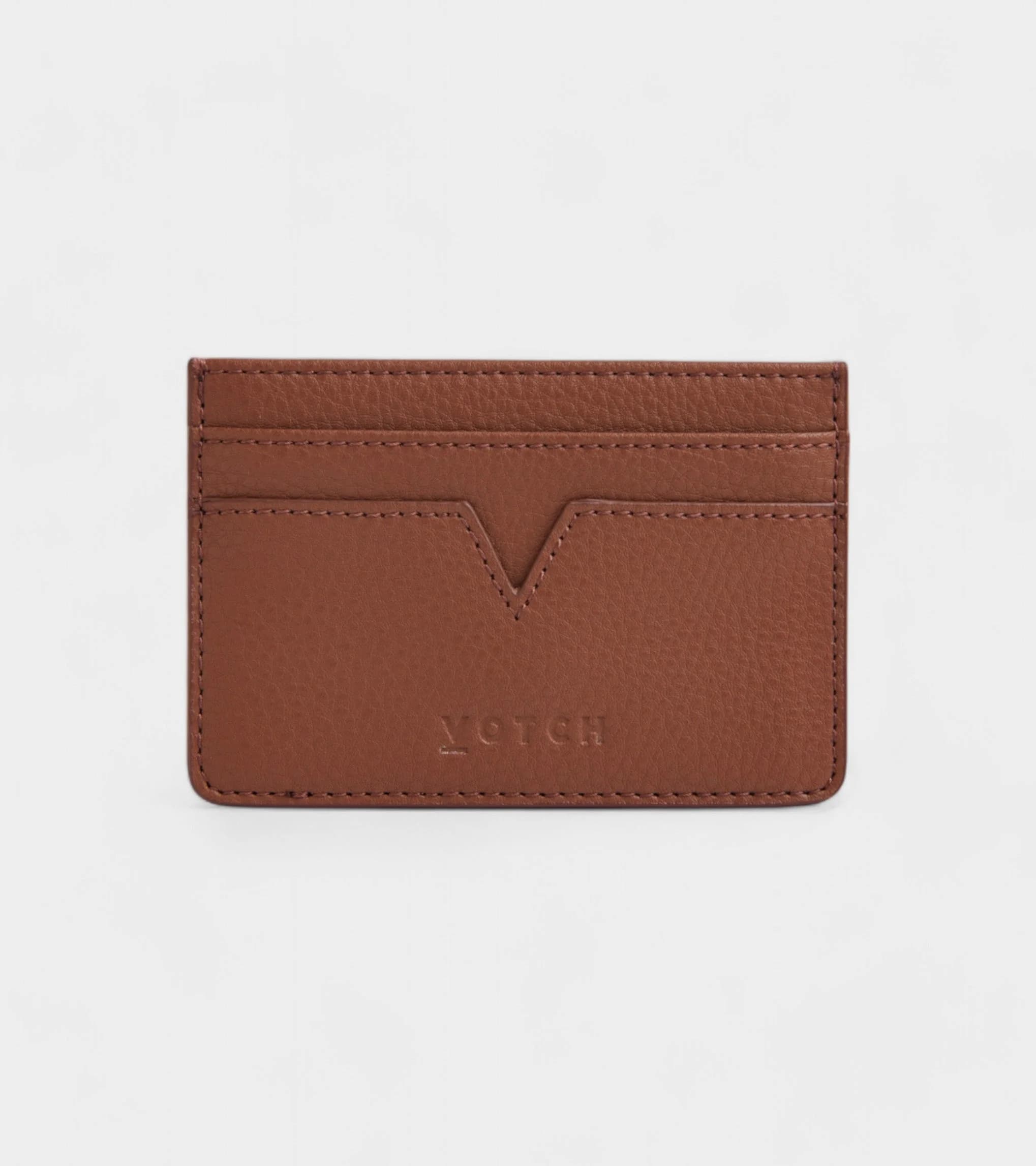 Sol Vegan Bio-Based Bamboo leather card holder in brown