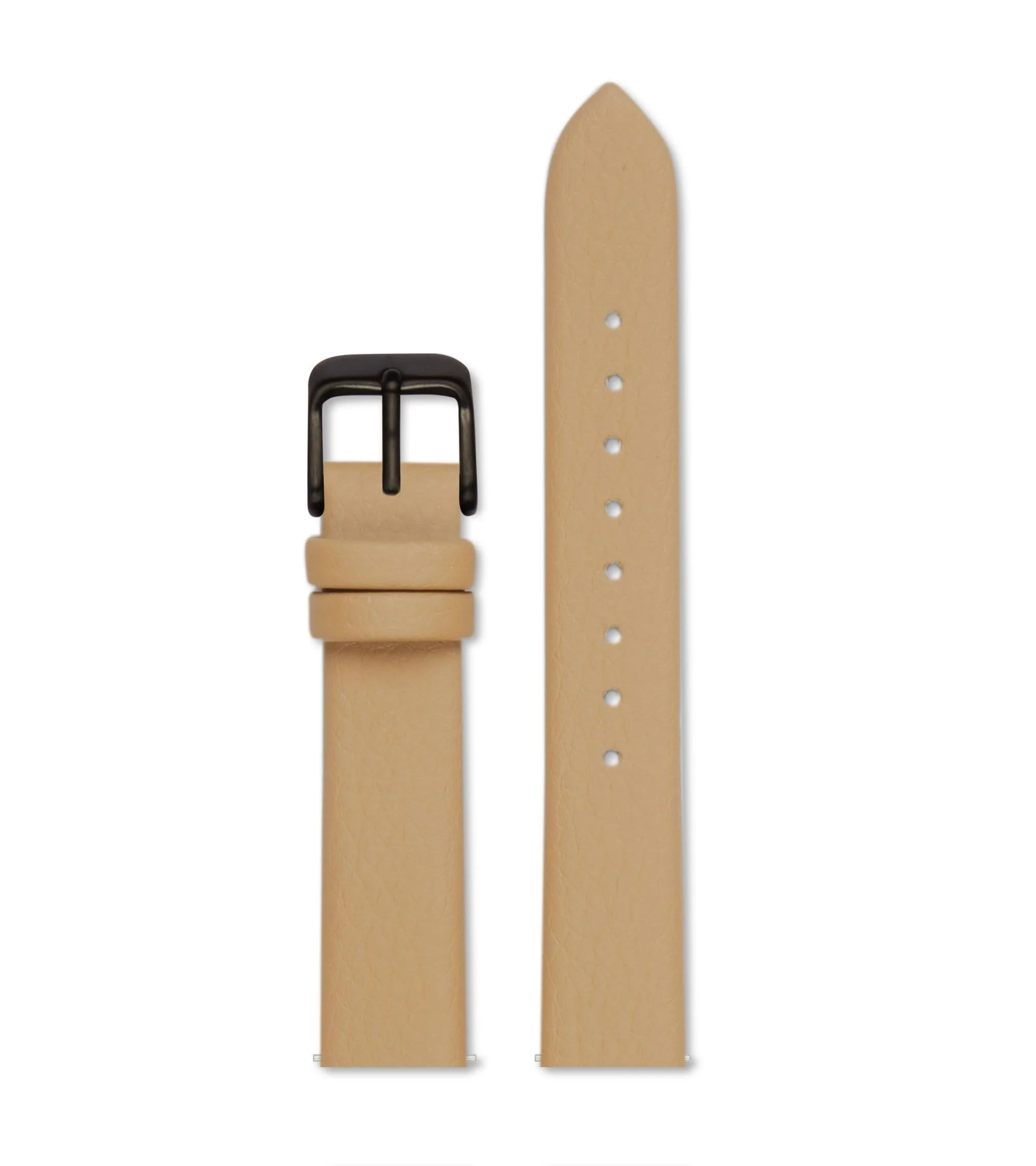Tan Vegan Leather Watch Strap with Brushed Black Buckle — 18mm – image 1