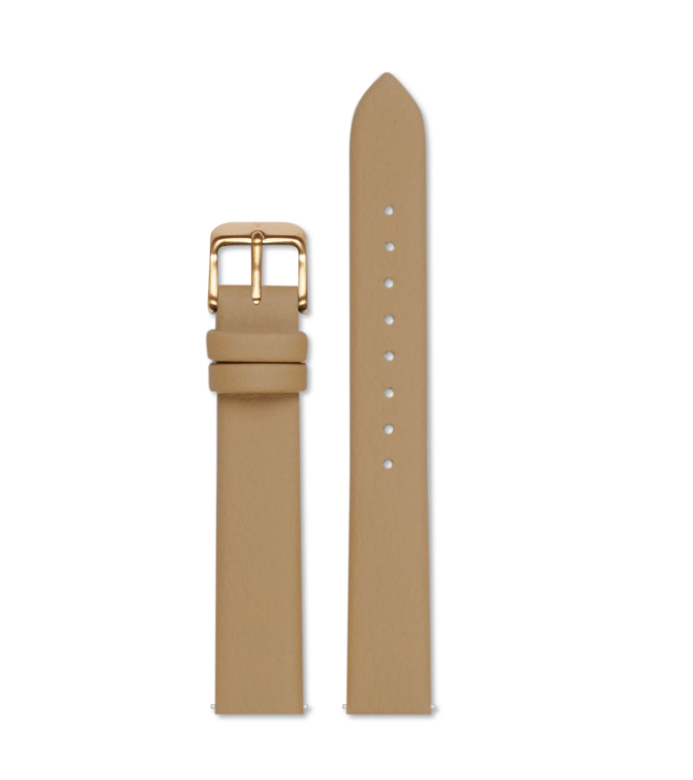 Tan Vegan Leather Watch Strap with Brushed Gold Buckle, 16mm – image 1